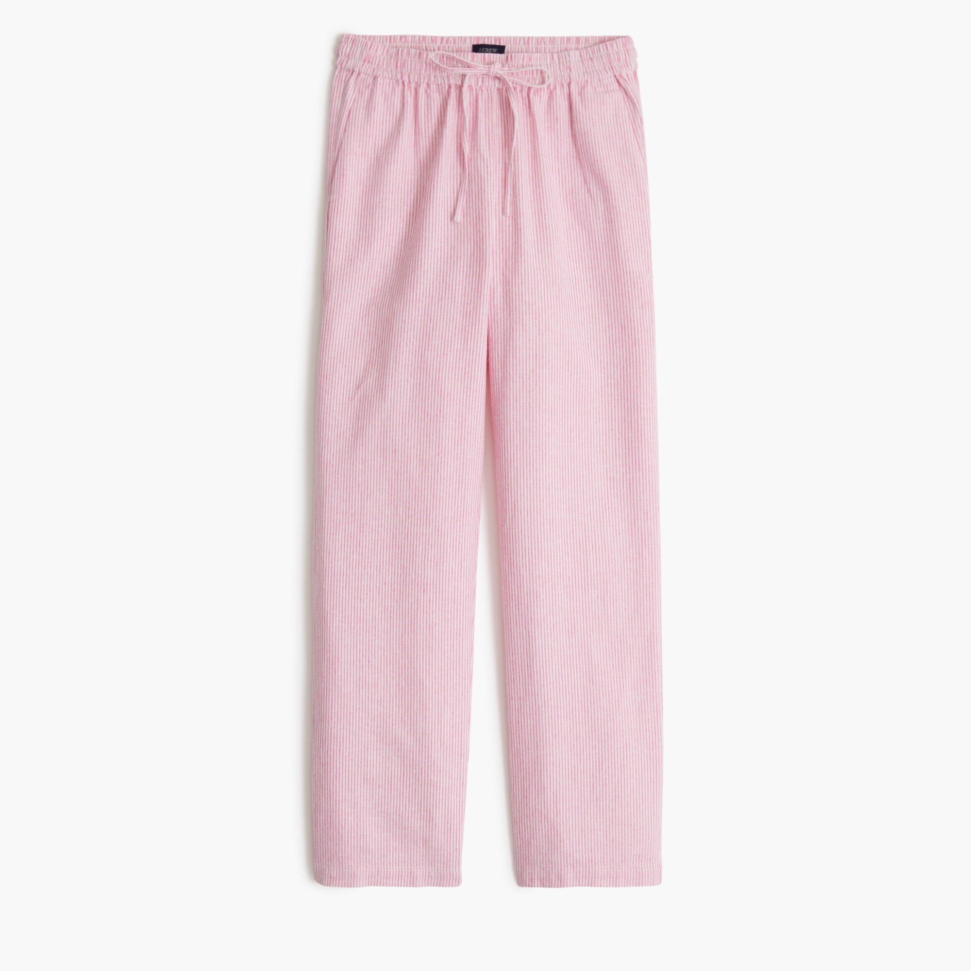 Linen-blend slim wide-leg drawstring pant