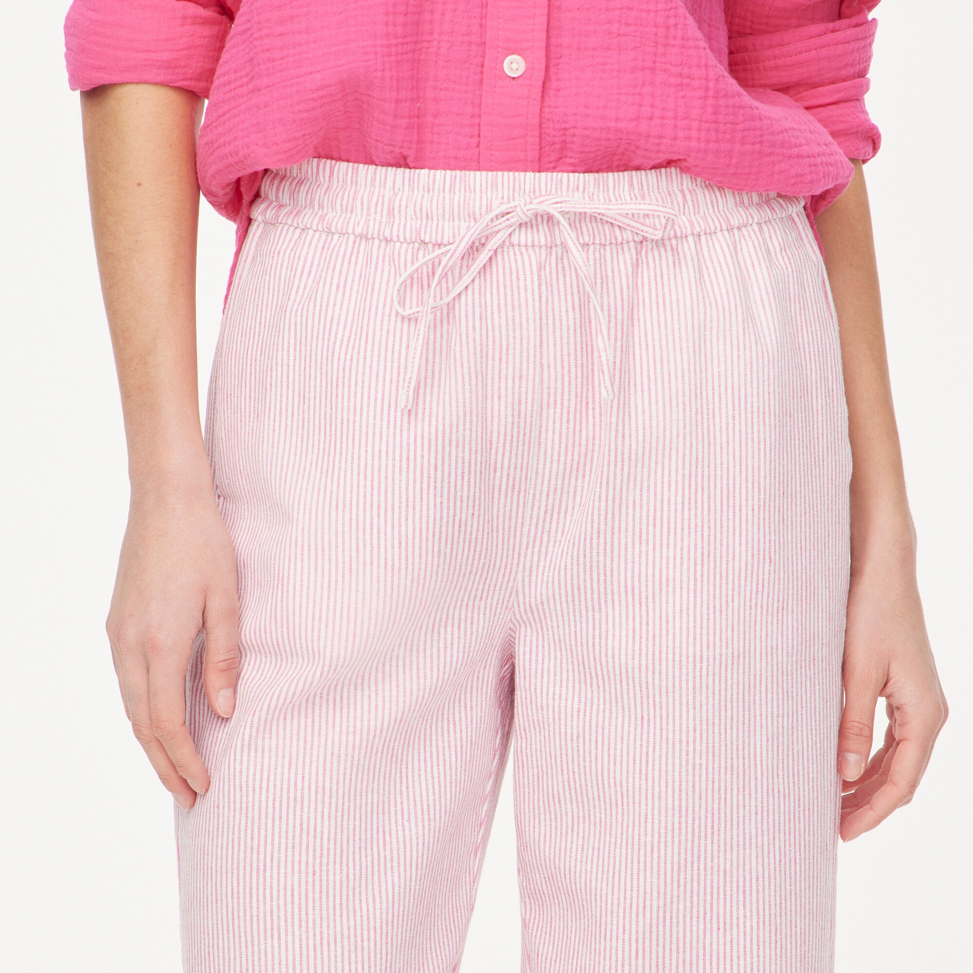 Linen-blend slim wide-leg drawstring pant
