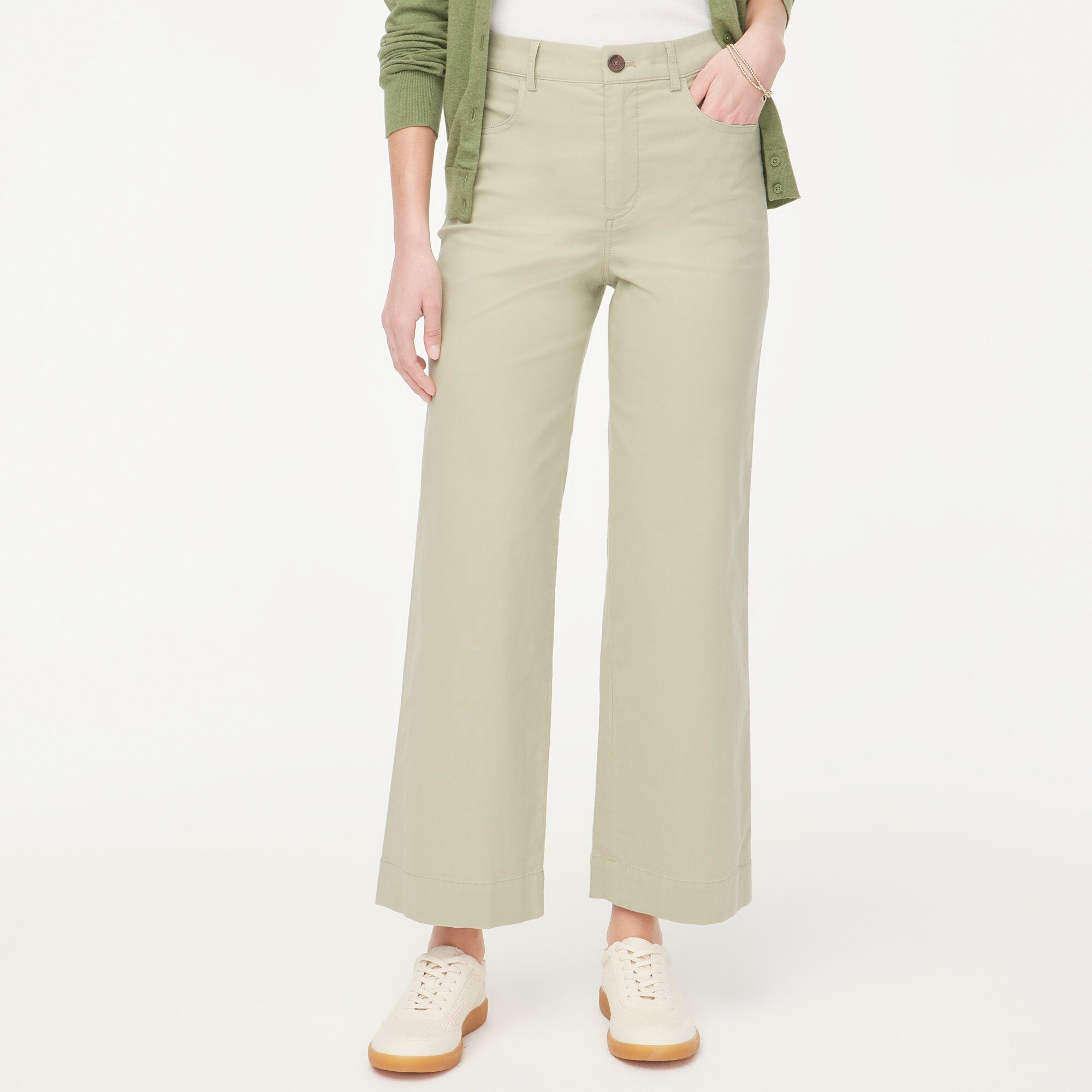 womens High-rise wide-leg cropped pant
