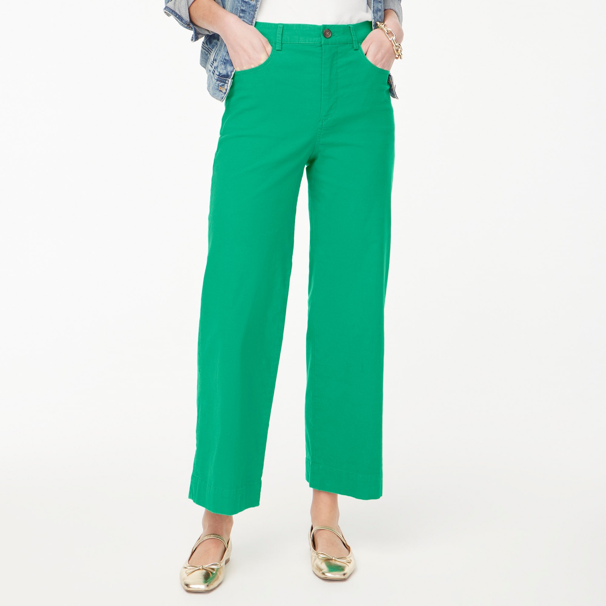 High-rise wide-leg cropped pant