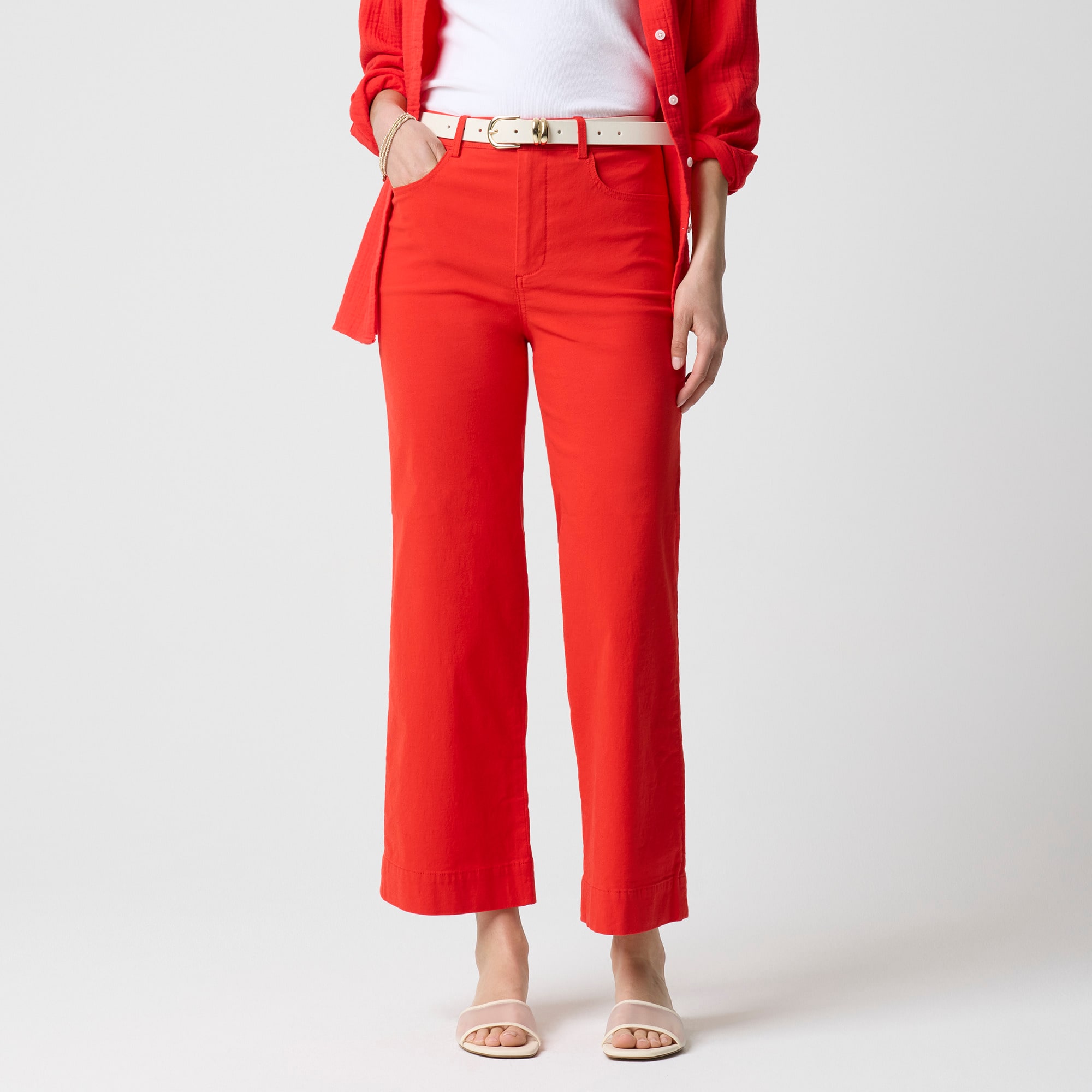 womens High-rise wide-leg cropped pant