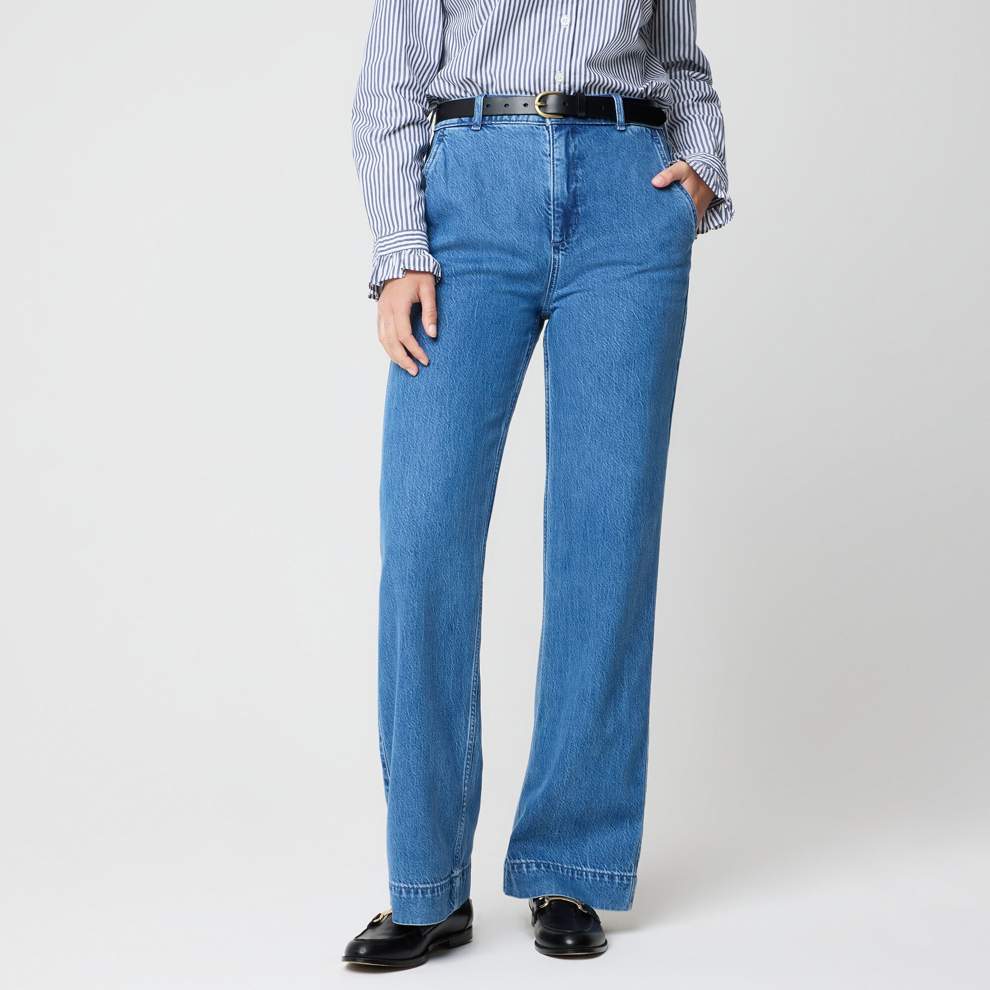 Petite drapey wide-leg trouser jean