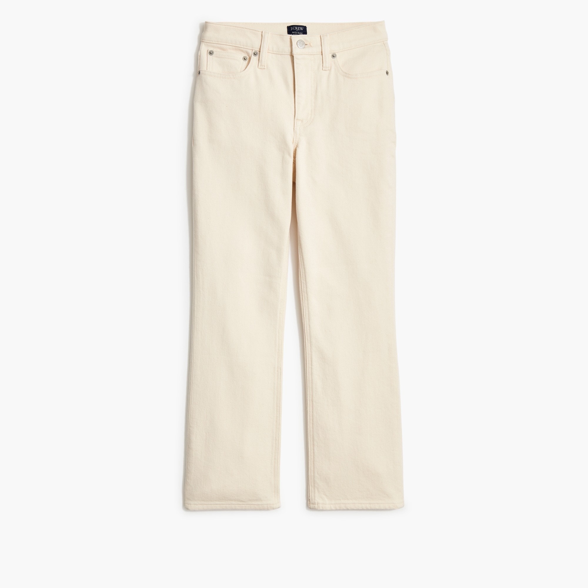 Mid-rise flare crop ecru jean in signature stretch