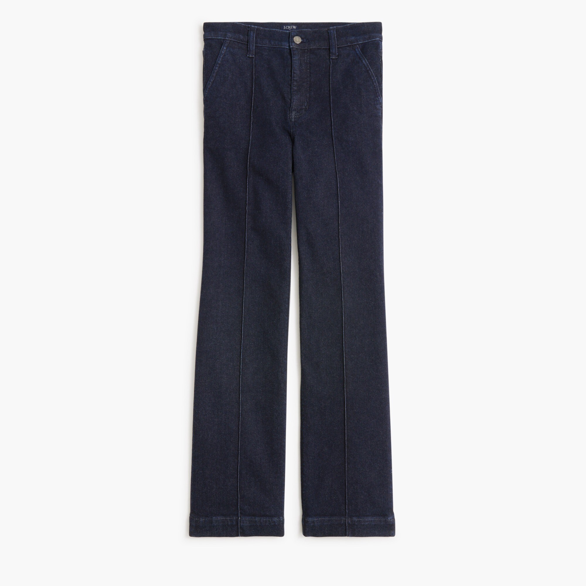 Slim wide-leg pintuck jean in all-day stretch
