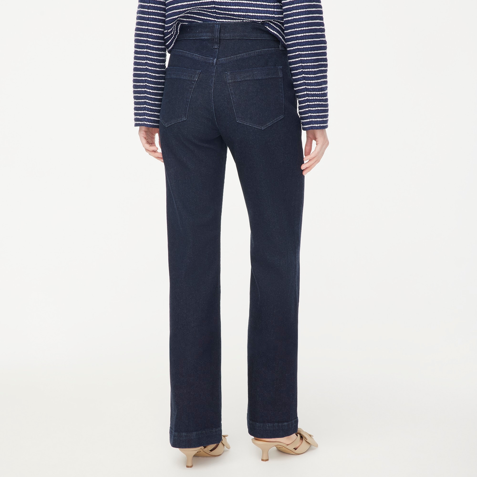 Slim wide-leg pintuck jean in all-day stretch