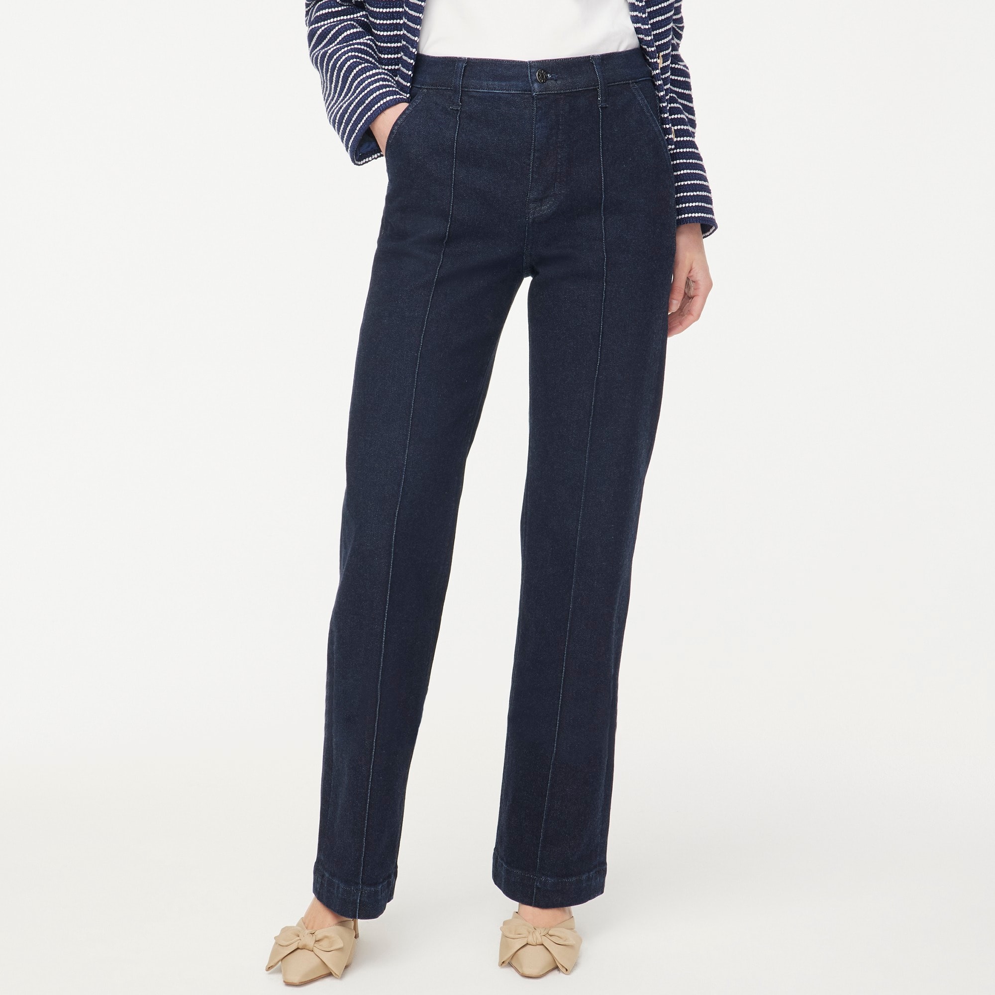 womens Slim wide-leg pintuck jean in all-day stretch