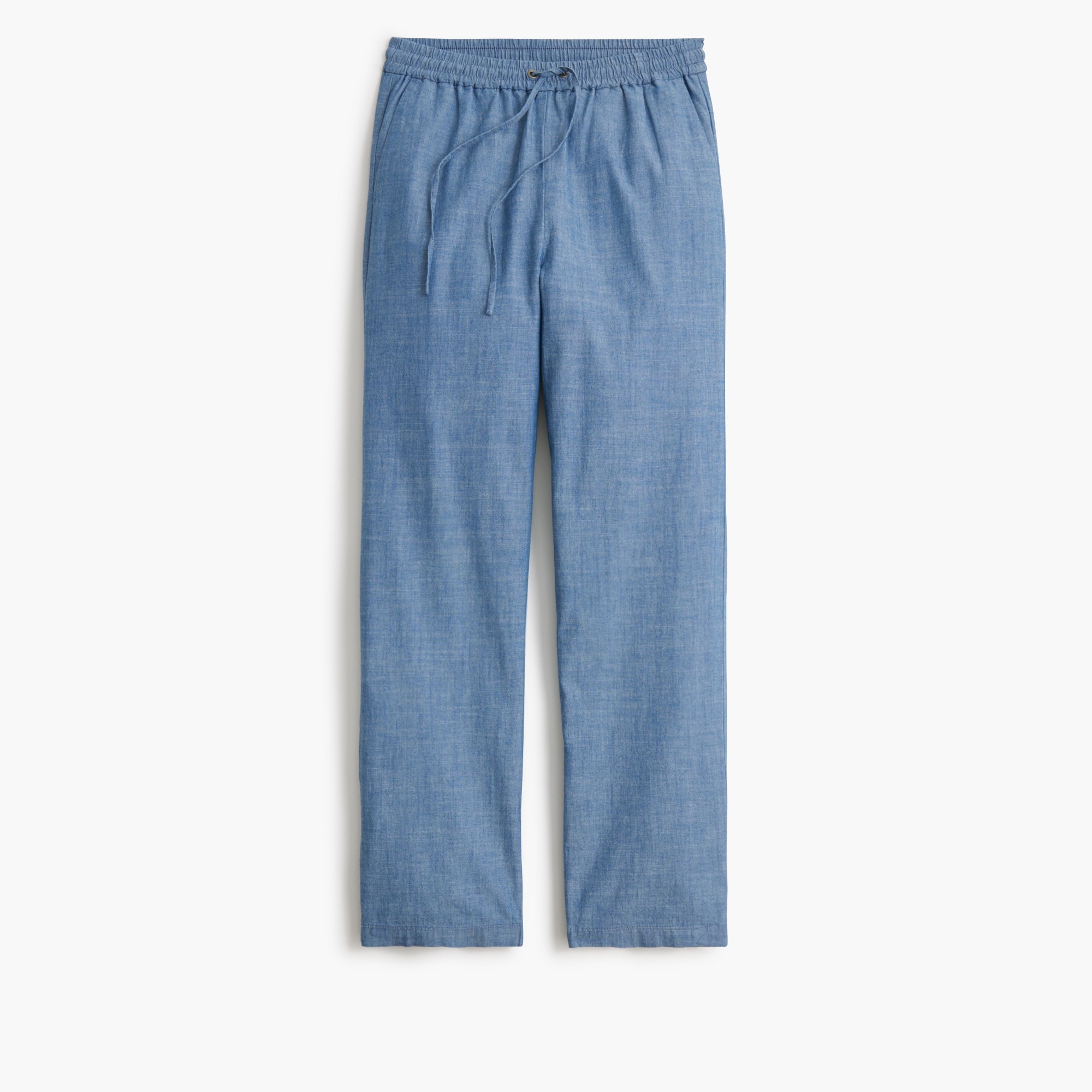 Chambray slim wide-leg drawstring pant