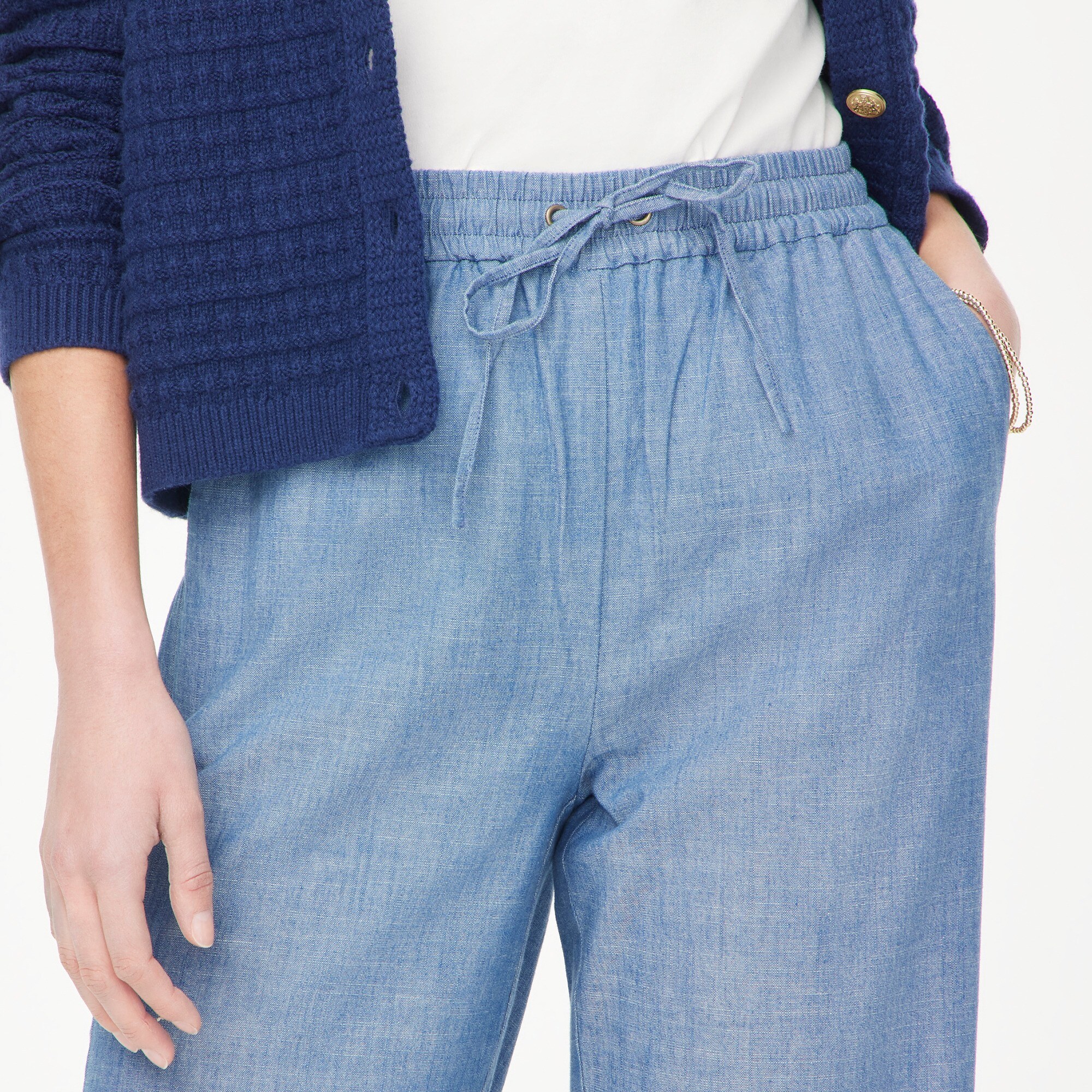 Factory: Chambray Wide-leg Paper-bag Pant For Women
