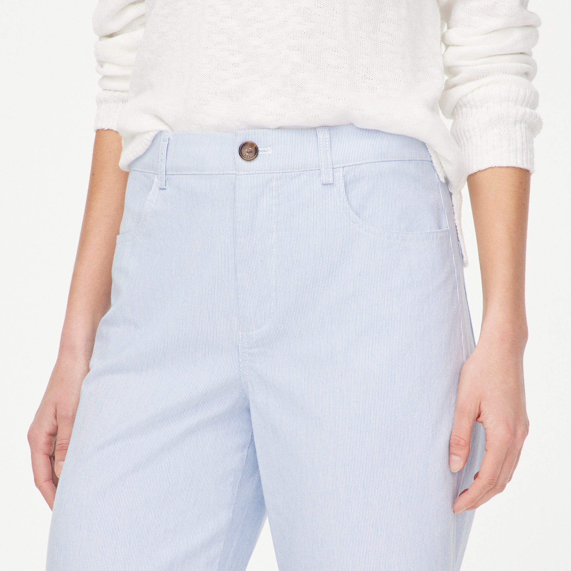 Striped high-rise wide-leg cropped pant