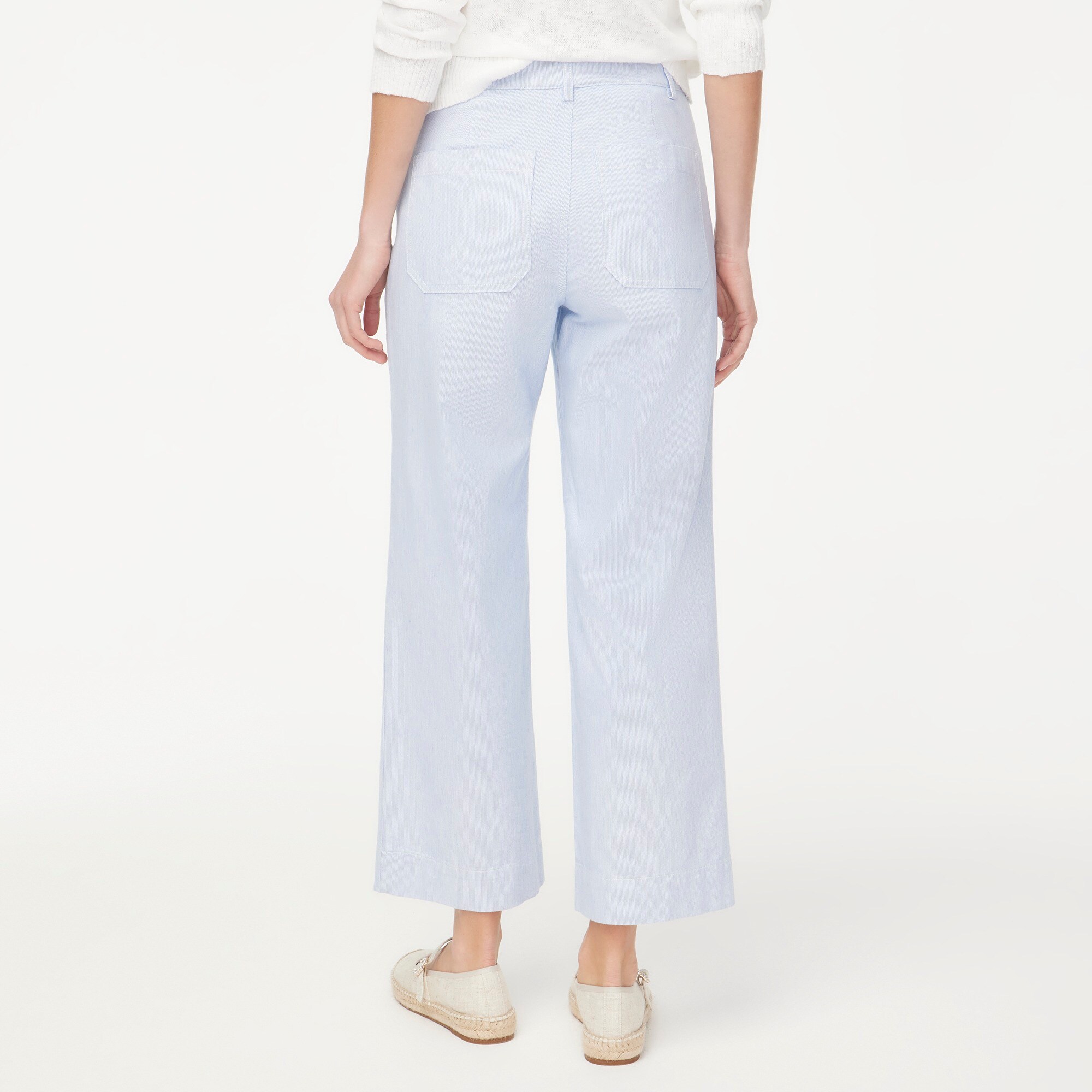 Striped high-rise wide-leg cropped pant