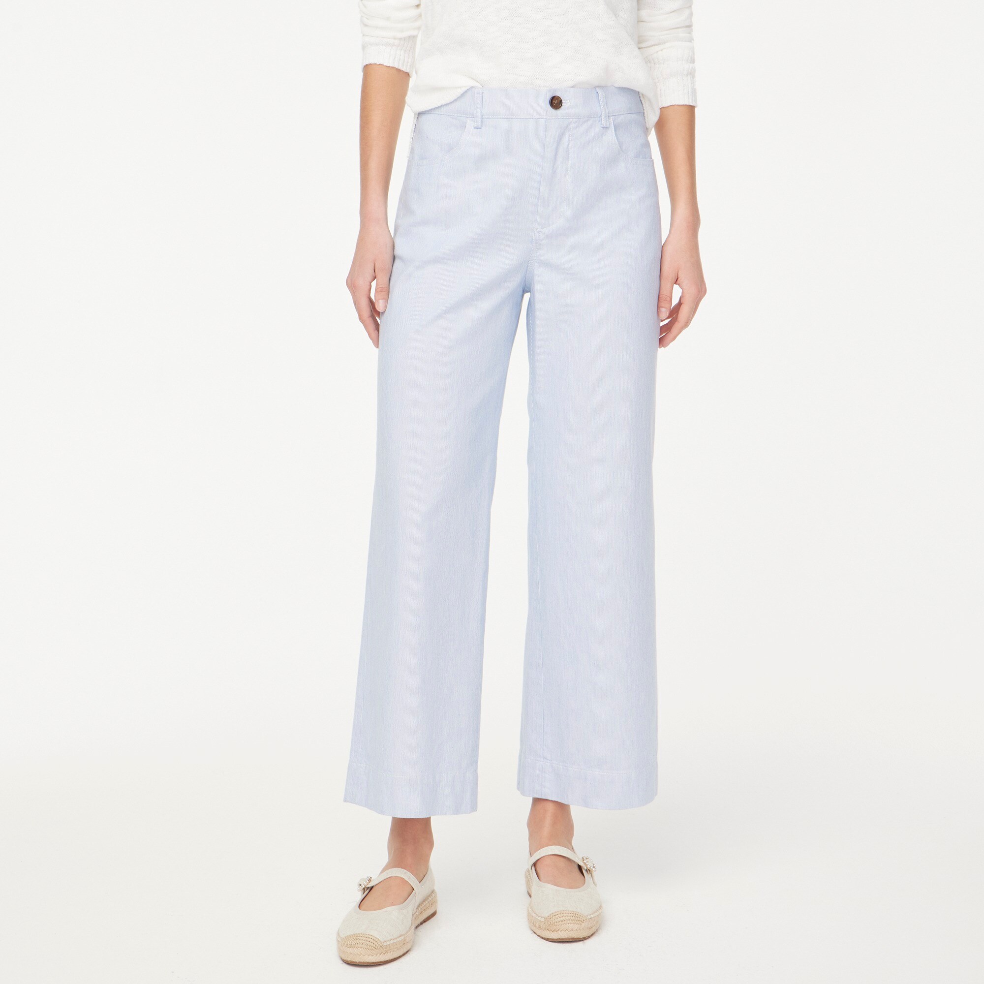 Striped high-rise wide-leg cropped pant