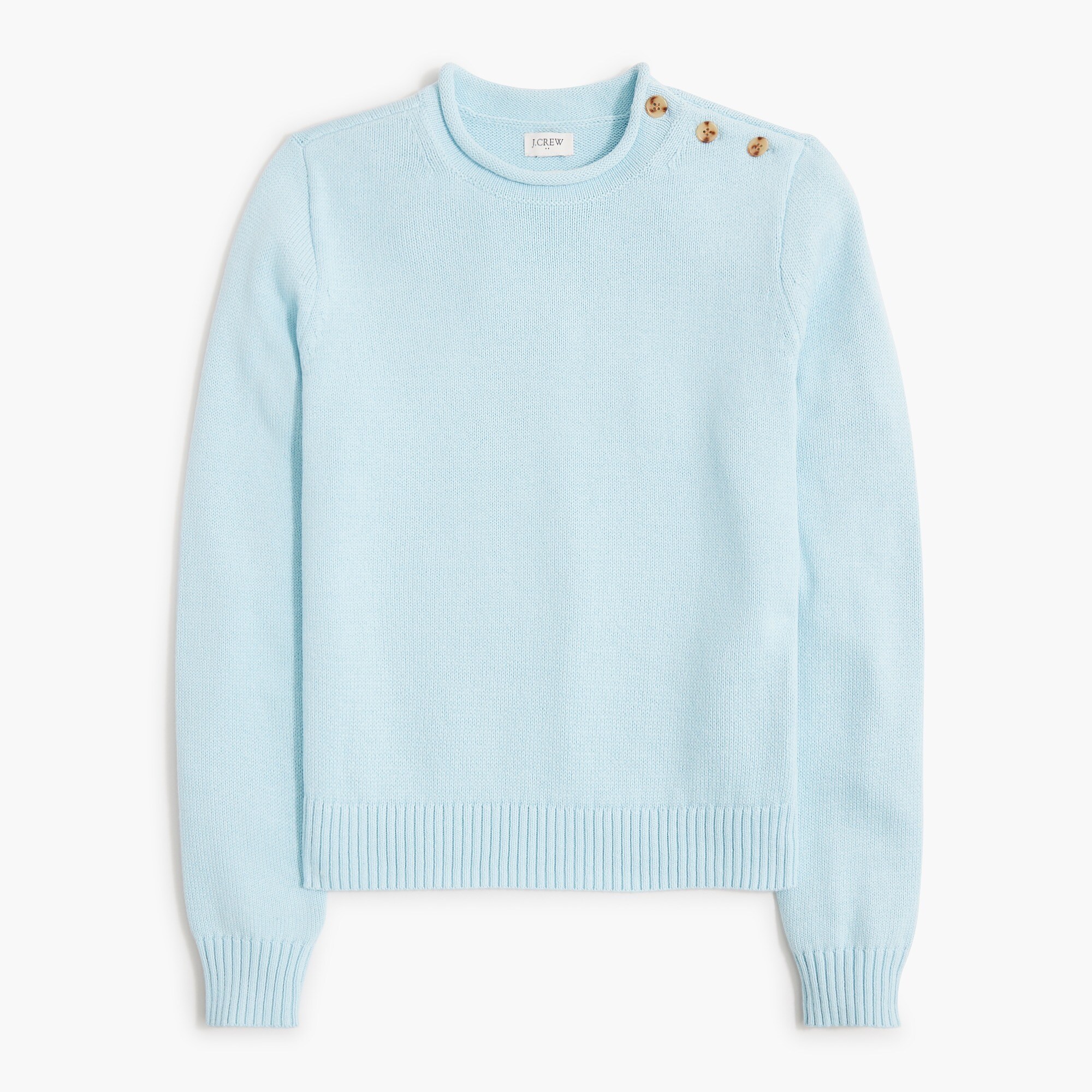 rollneck&trade; button-shoulder pullover sweater for women