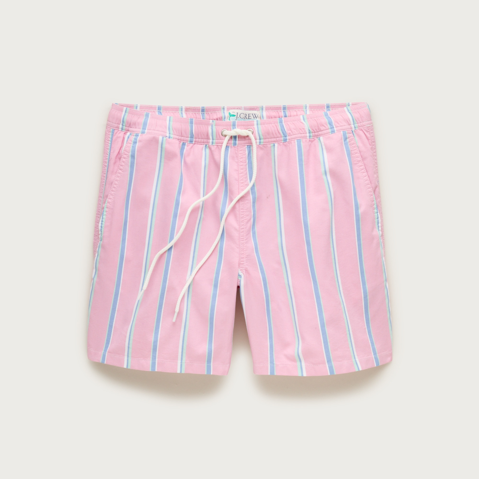  6" swim trunk in cotton-nylon blend oxford