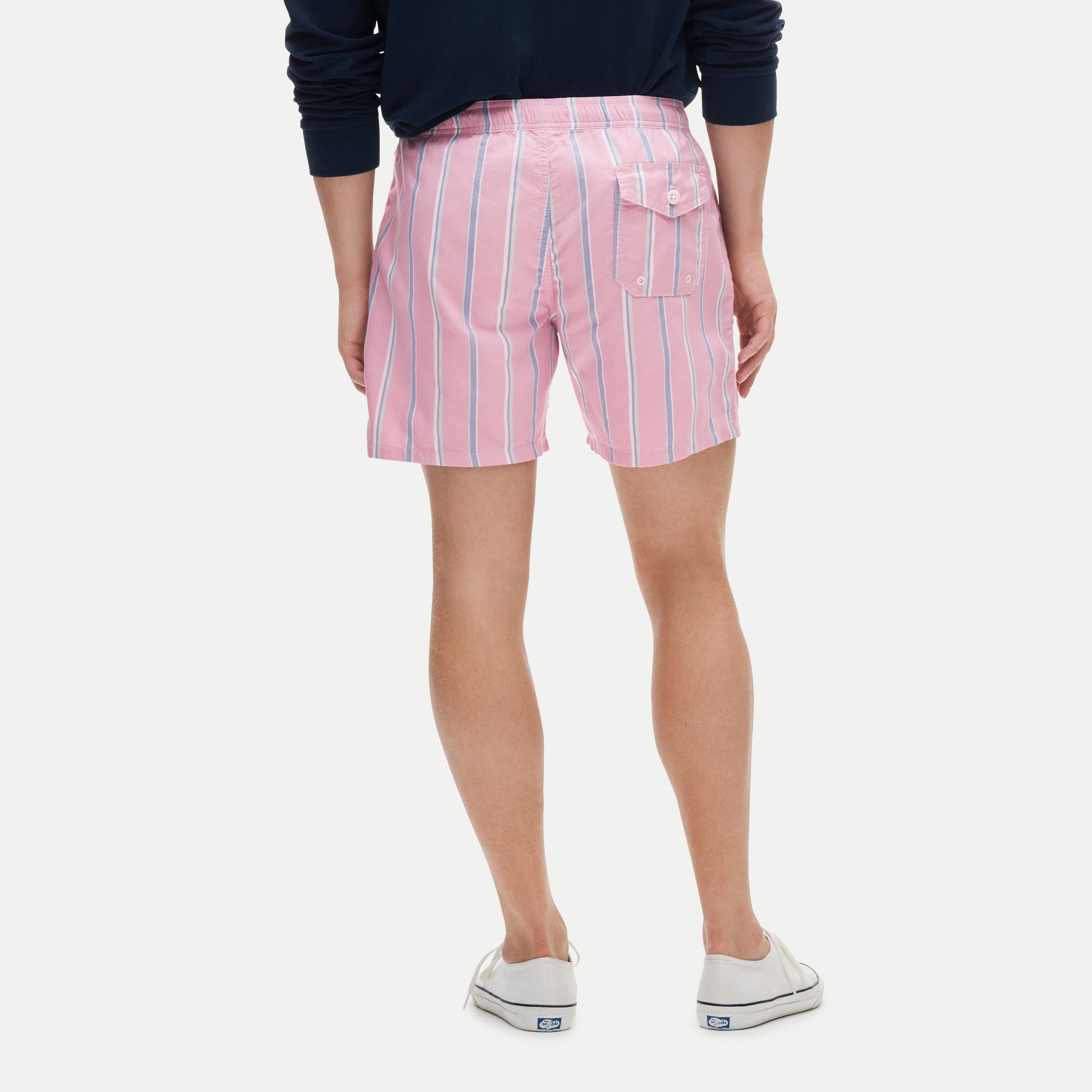 6" swim trunk in cotton-nylon blend oxford