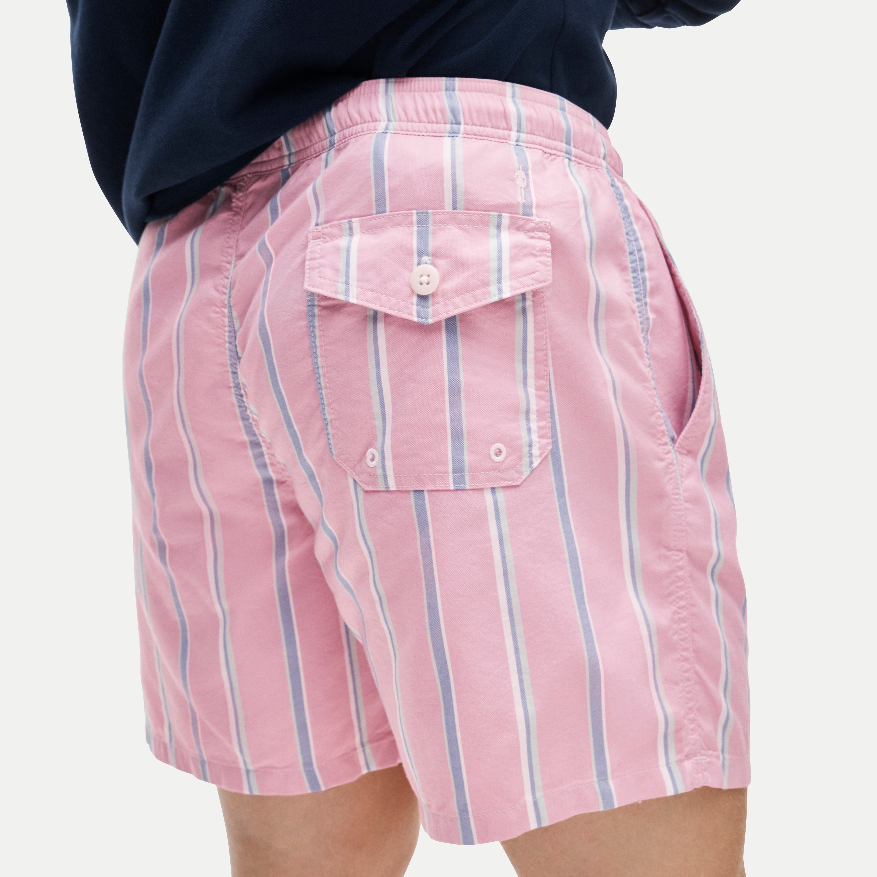 6" swim trunk in cotton-nylon blend oxford