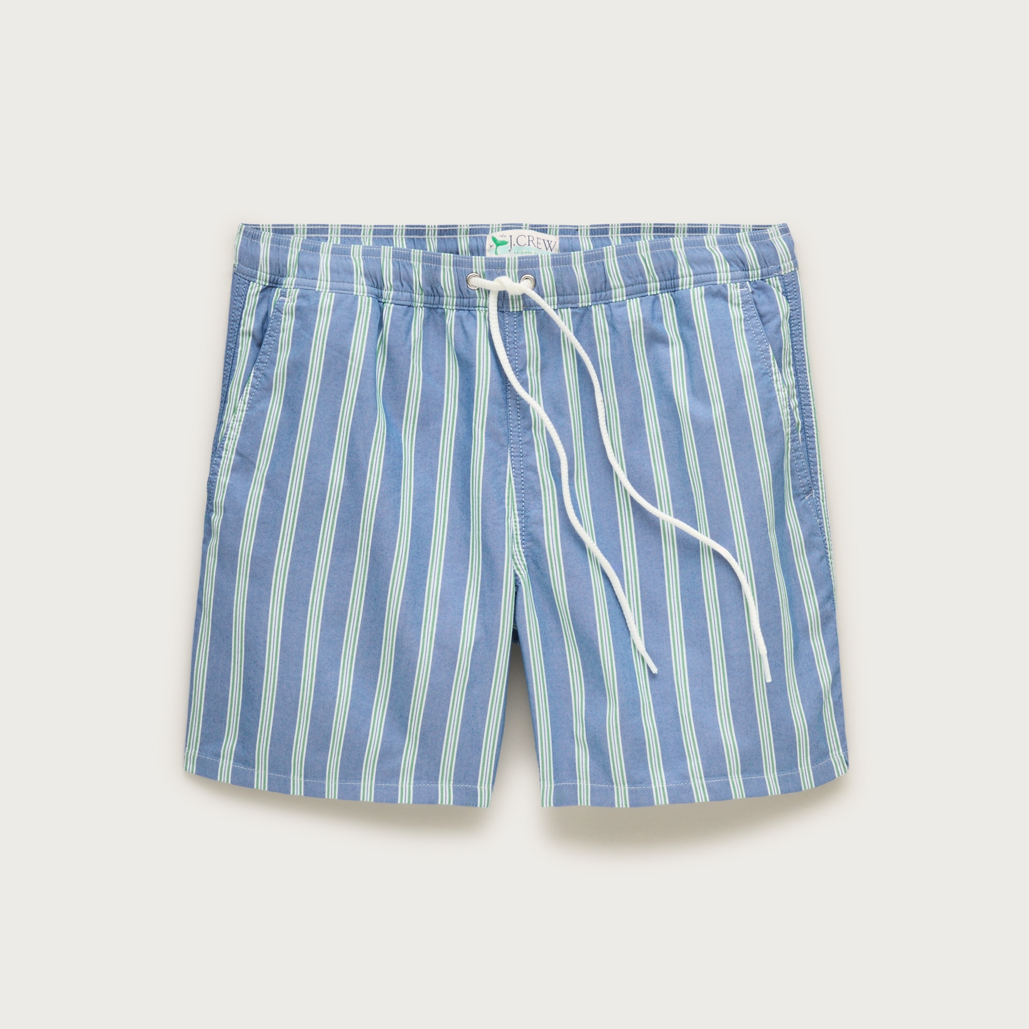 6" swim trunk in cotton-nylon blend oxford