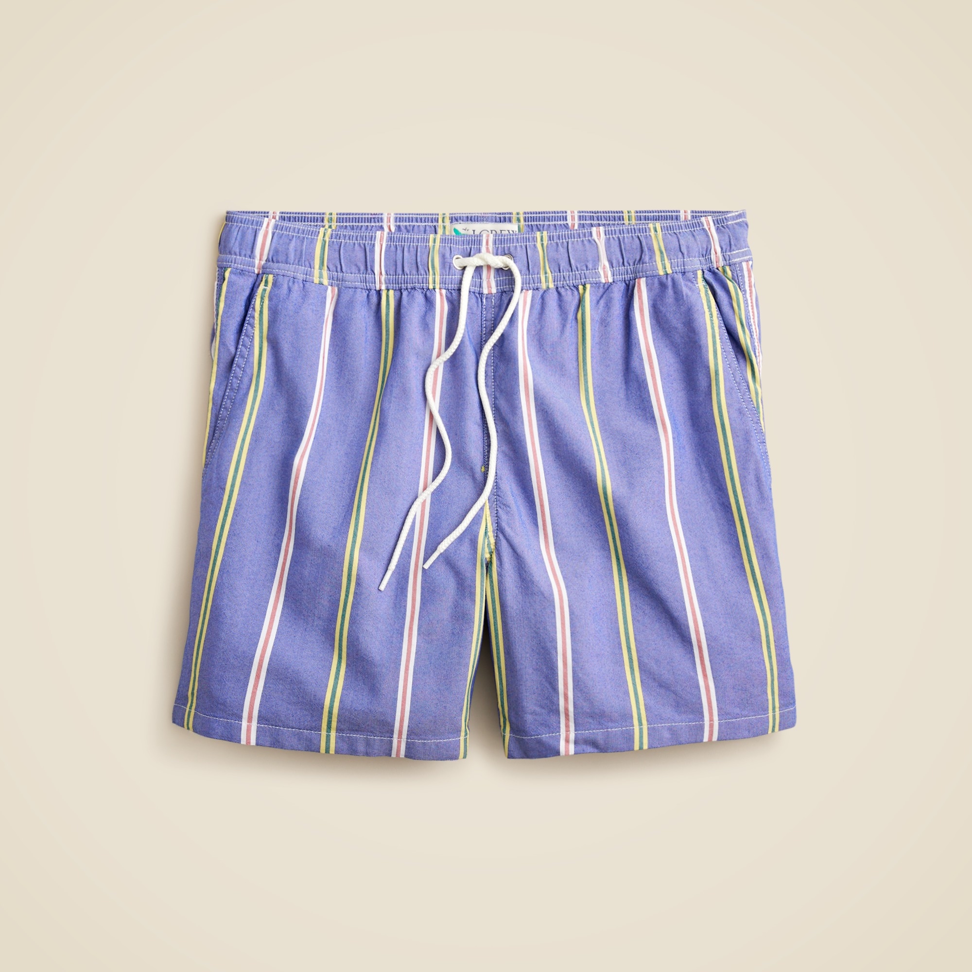 6" swim trunk in cotton-nylon blend oxford