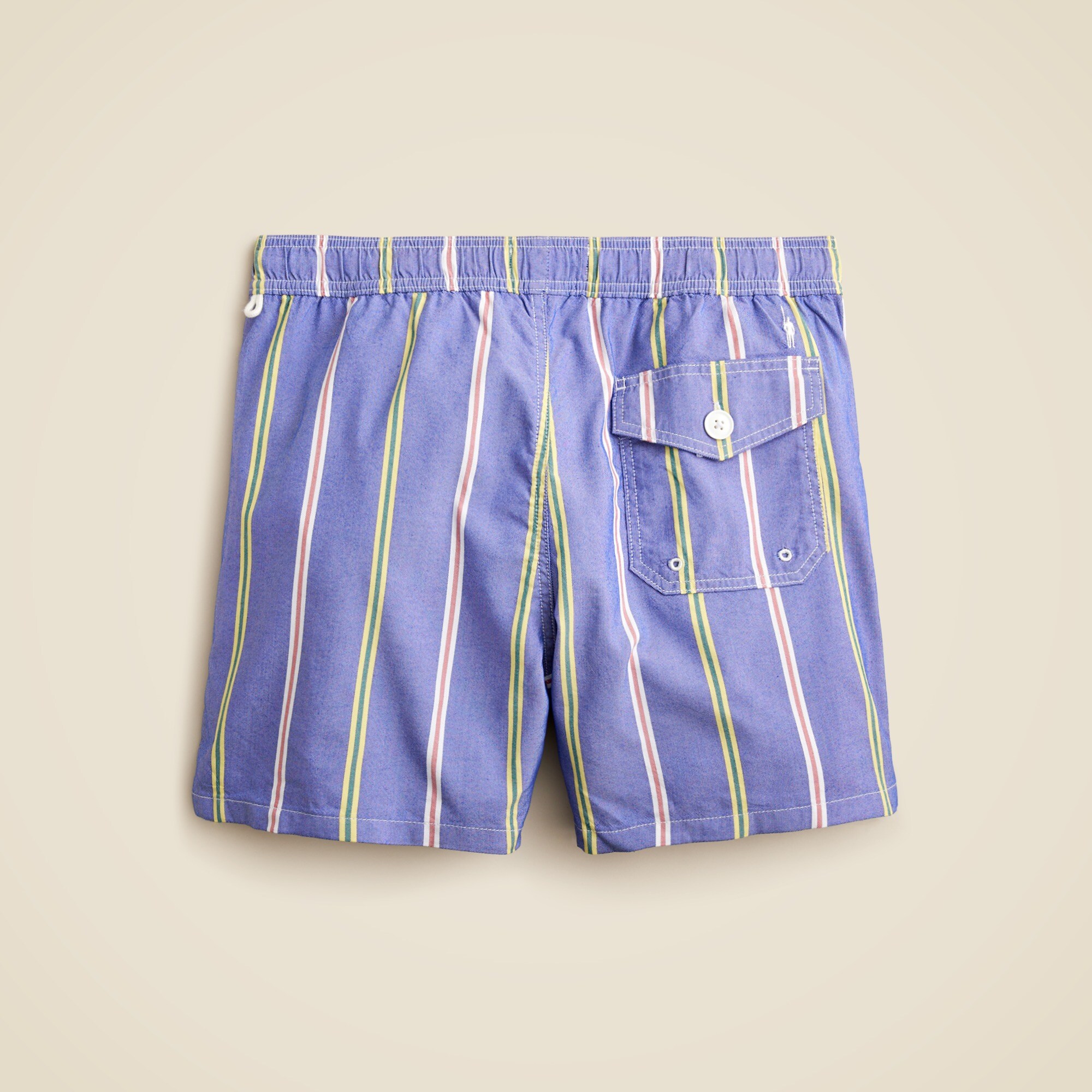 6" swim trunk in cotton-nylon blend oxford