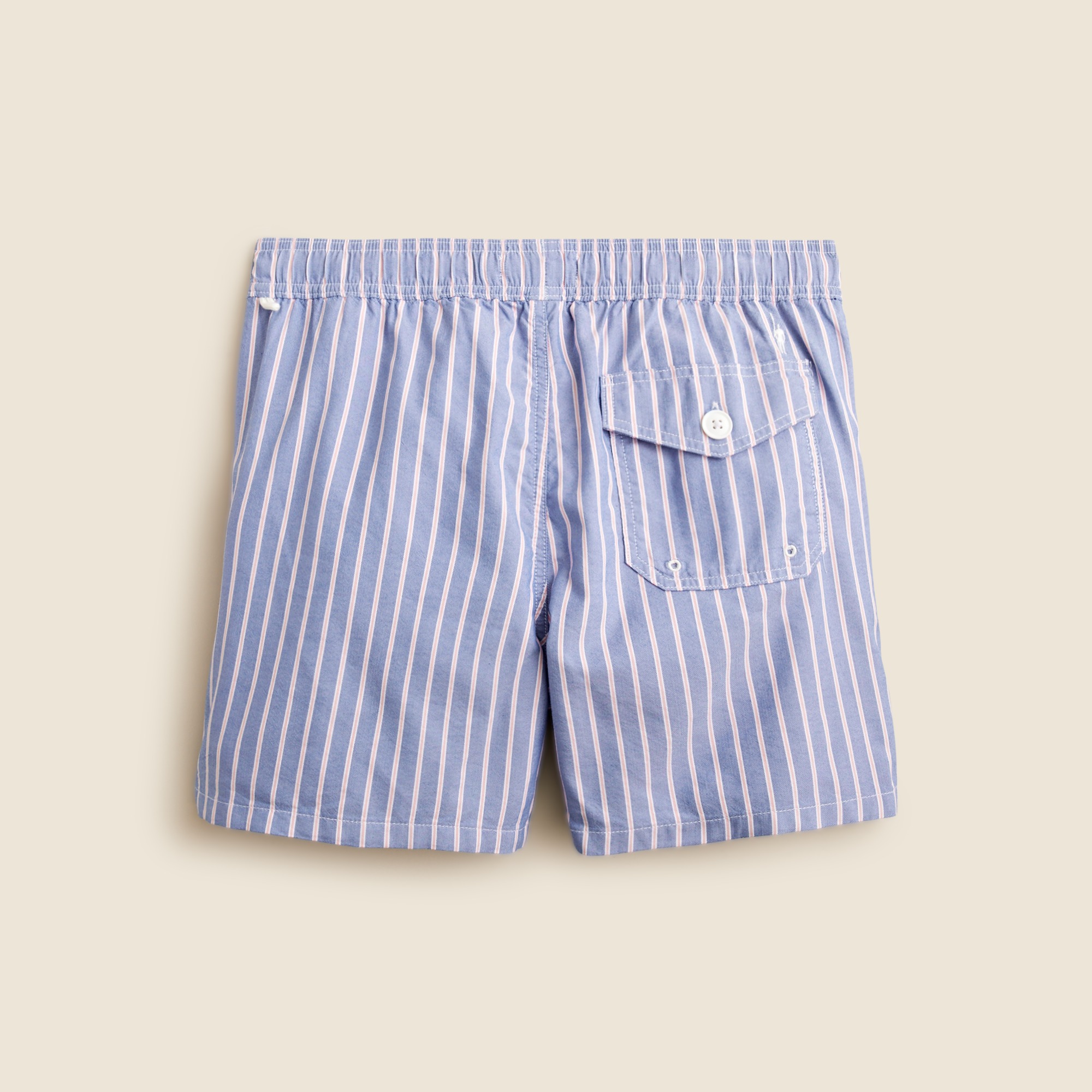 6" swim trunk in cotton-nylon blend oxford