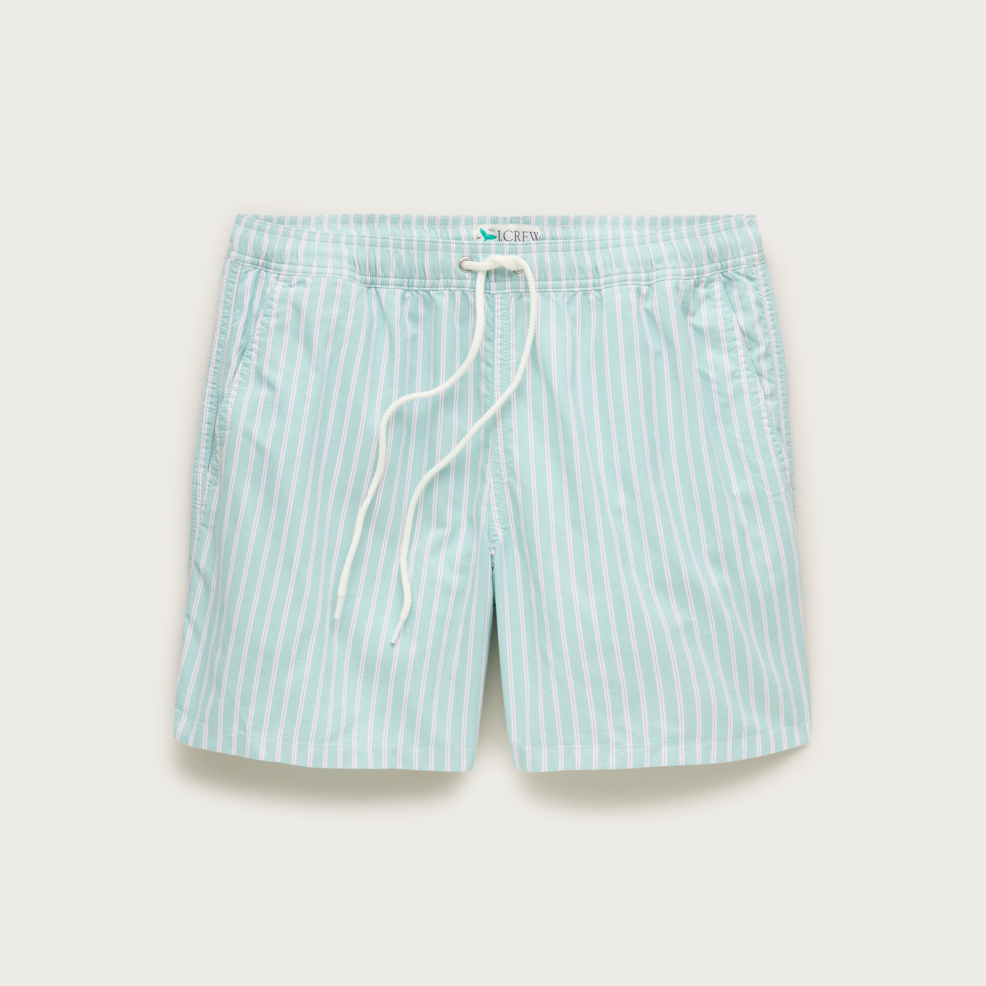 6" swim trunk in cotton-nylon blend oxford