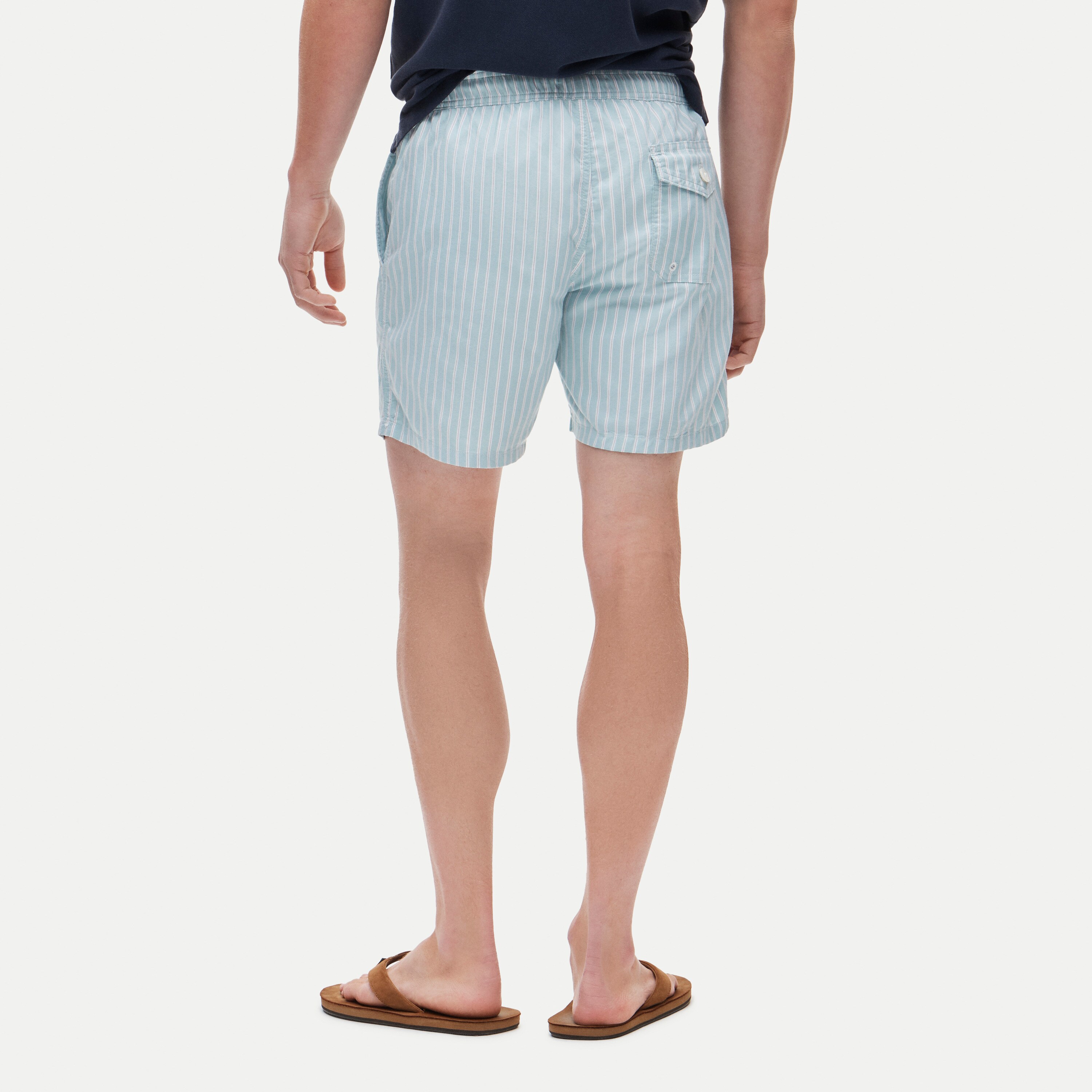 6" swim trunk in cotton-nylon blend oxford