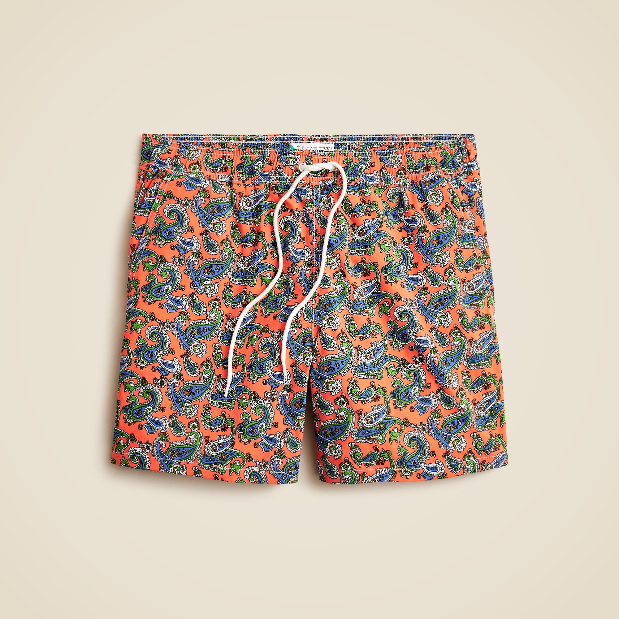 mens 6'' stretch swim trunk in print with ECONYL&reg; nylon