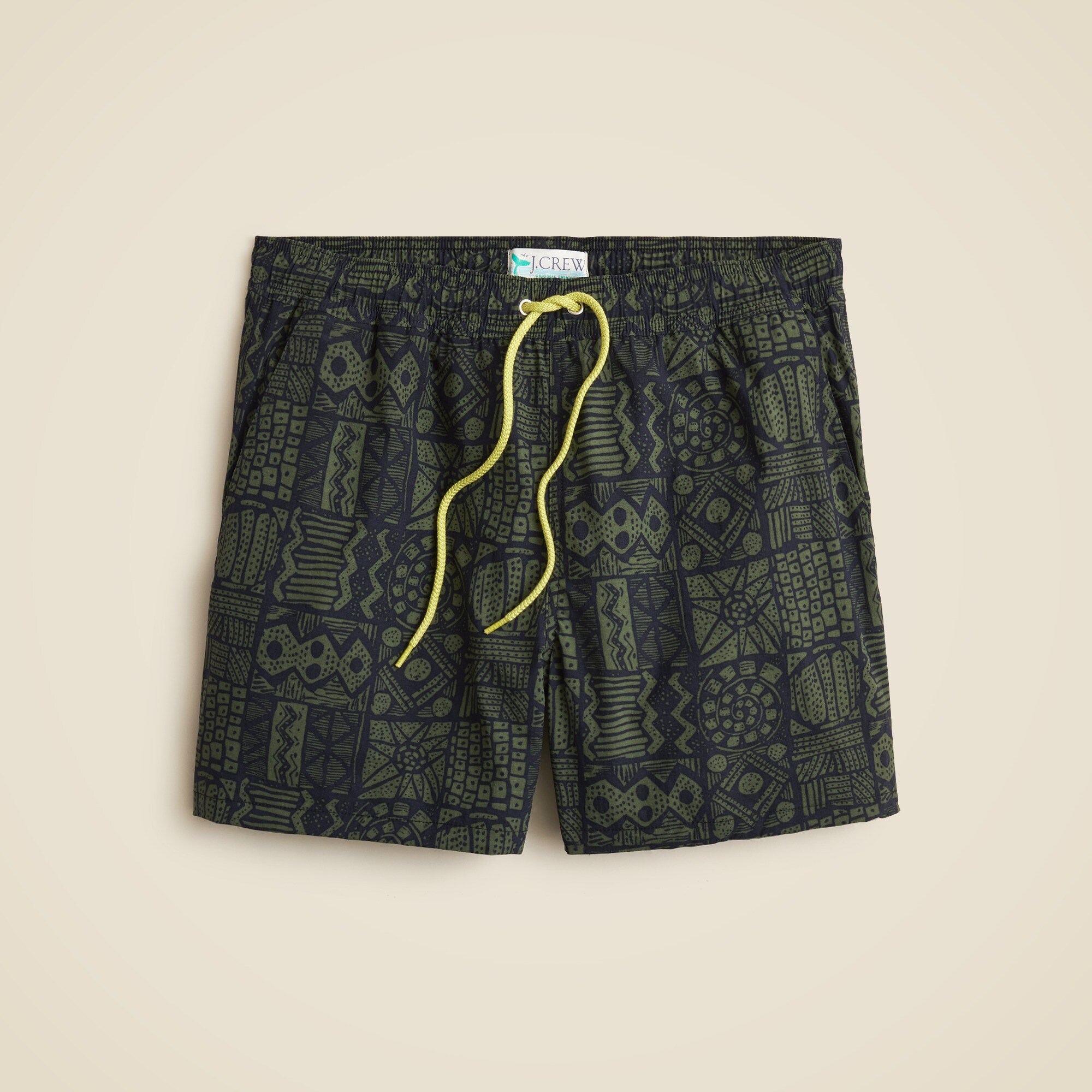 mens 6'' stretch swim trunk in print with ECONYL&reg; nylon