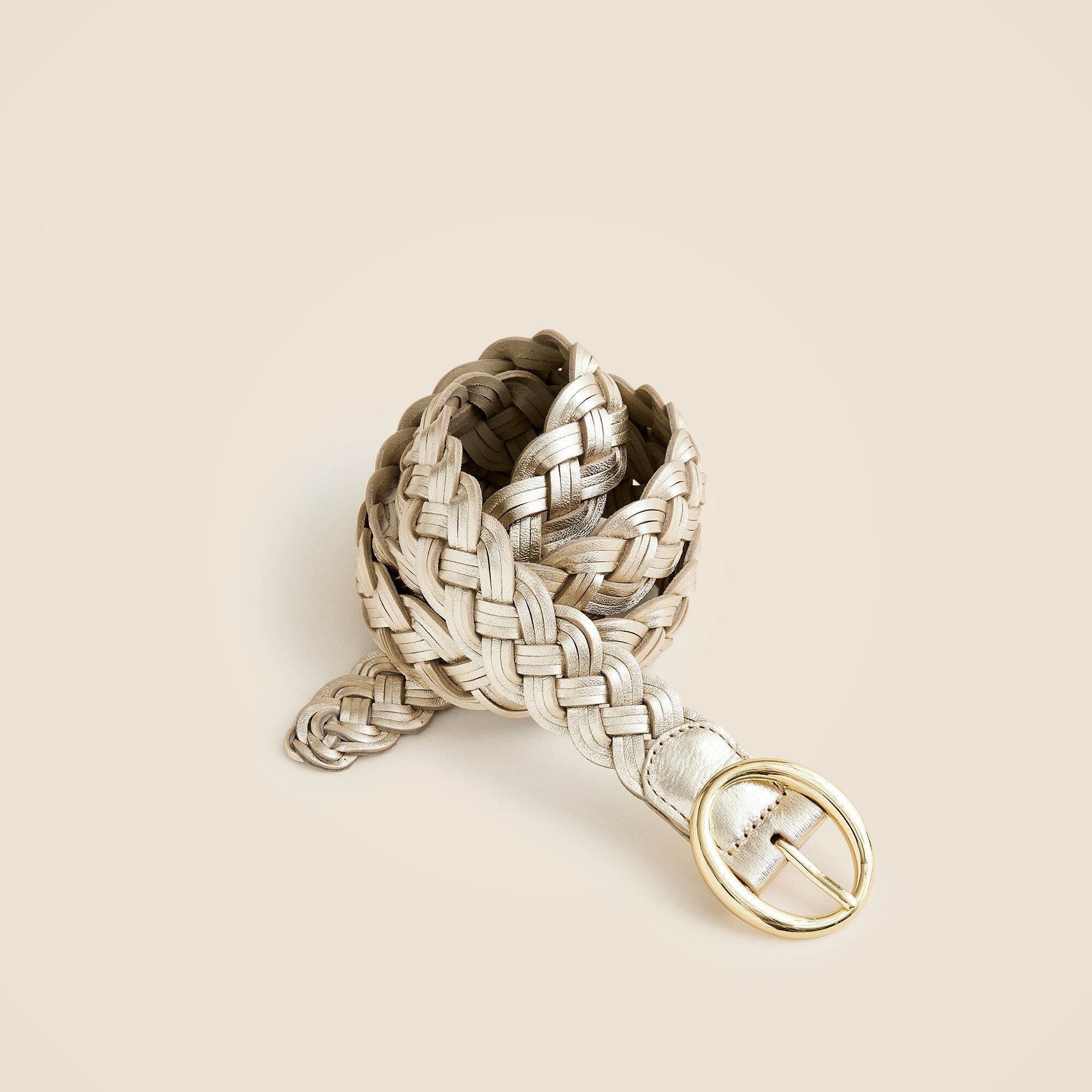 Braided metallic Italian leather belt