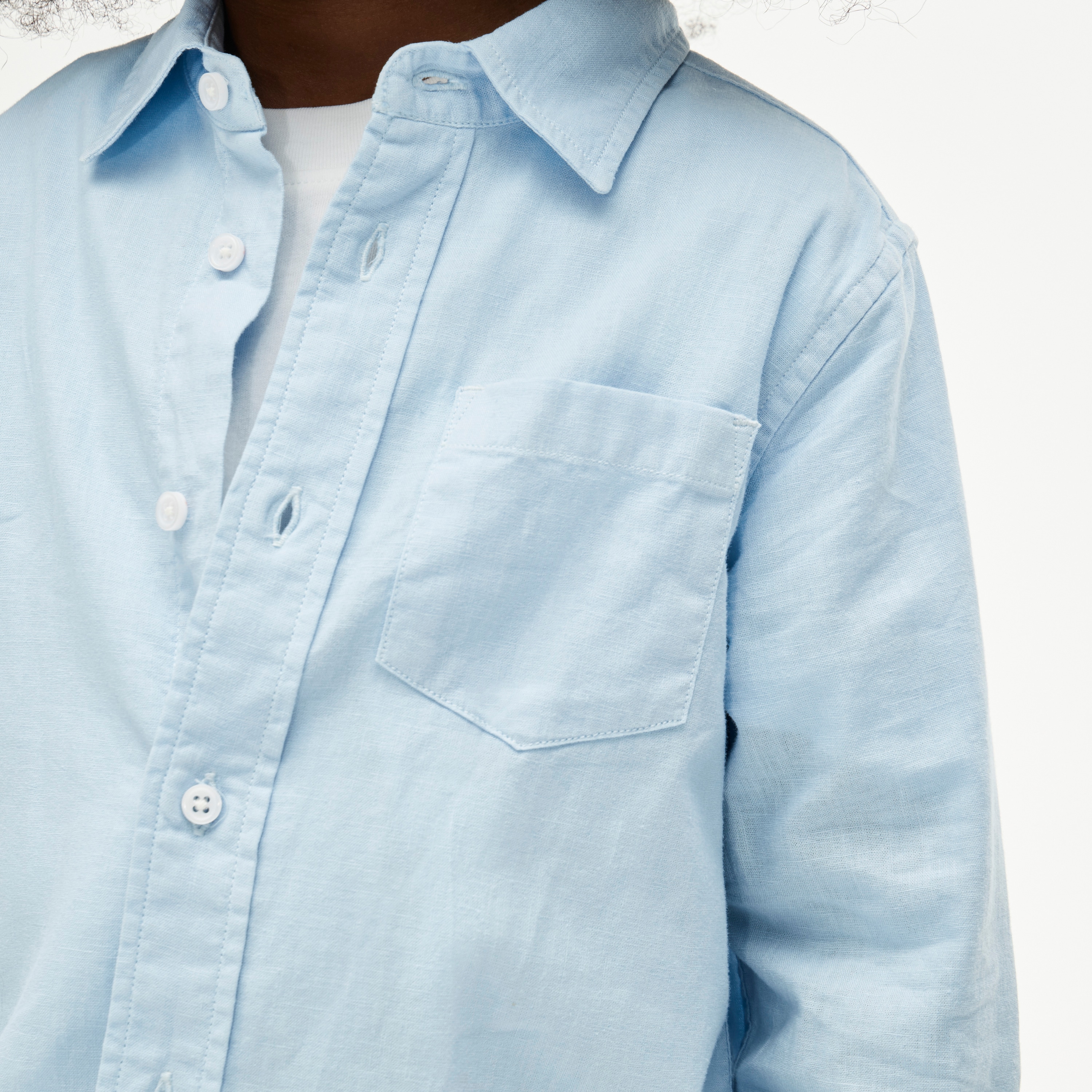 Kids' button-down linen-blend shirt