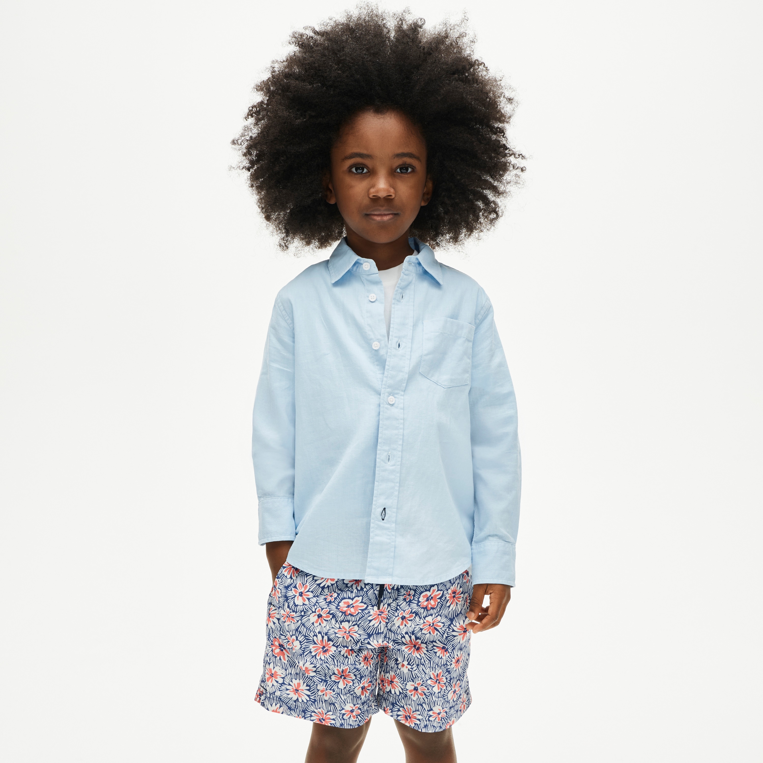 Kids' button-down linen-blend shirt