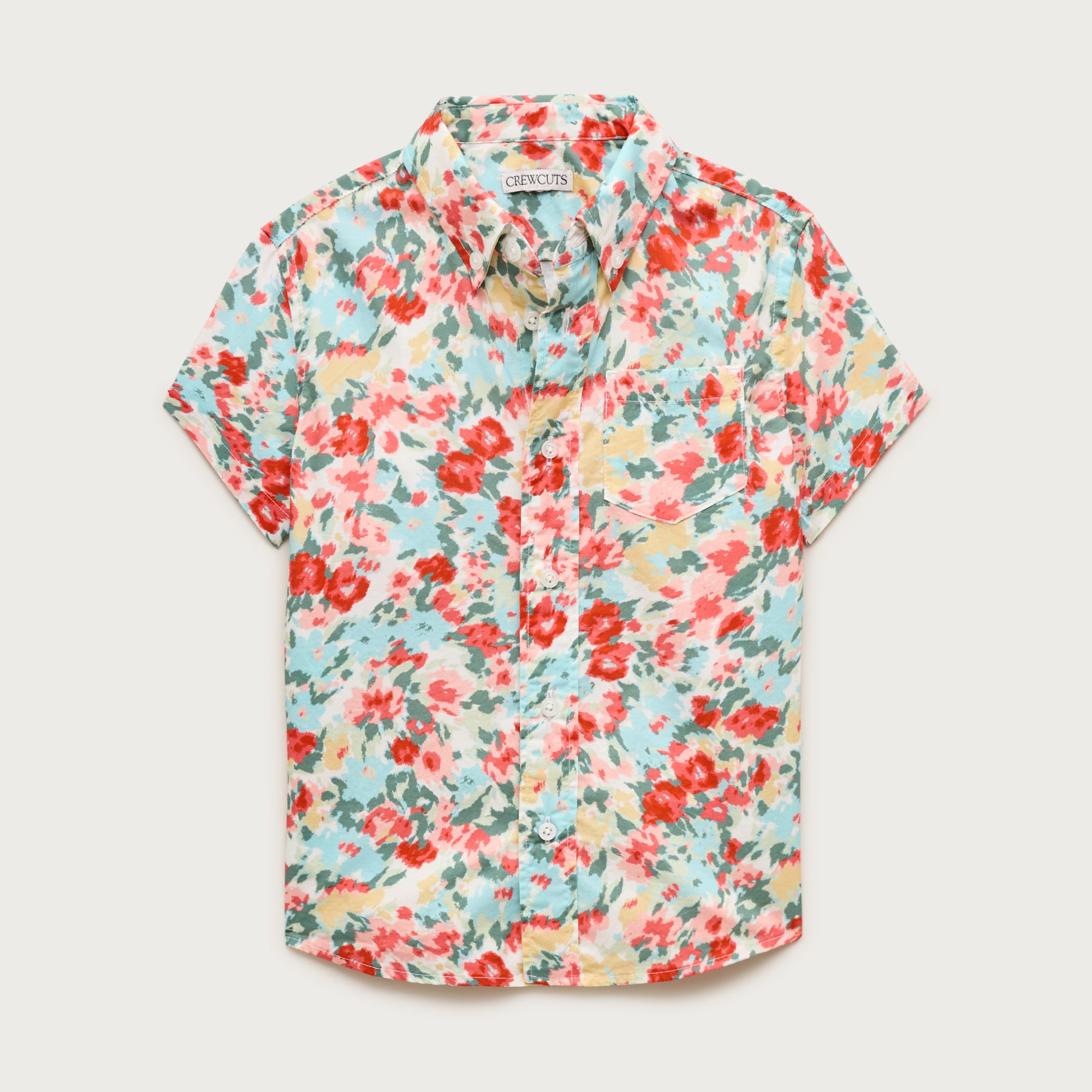 Kids' short-sleeve stretch poplin button-down