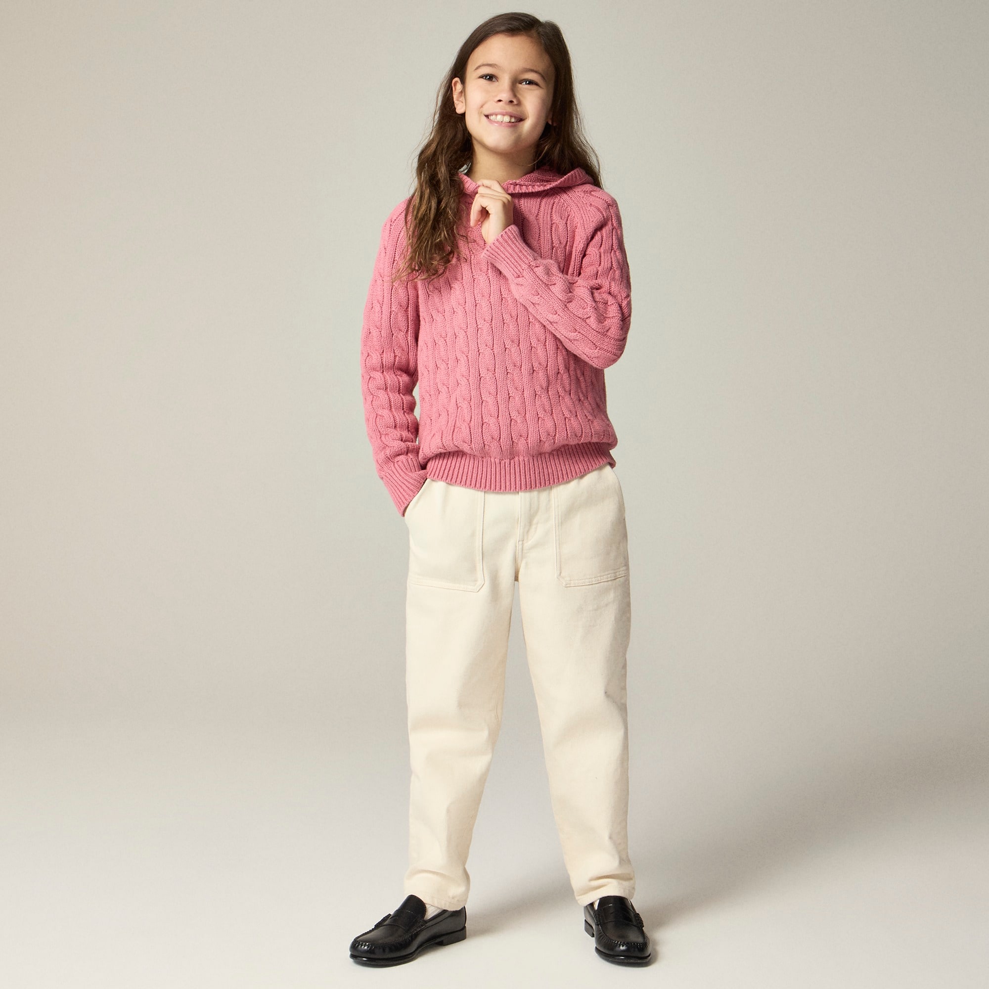 girls Kids' cotton cable-knit pullover hoodie