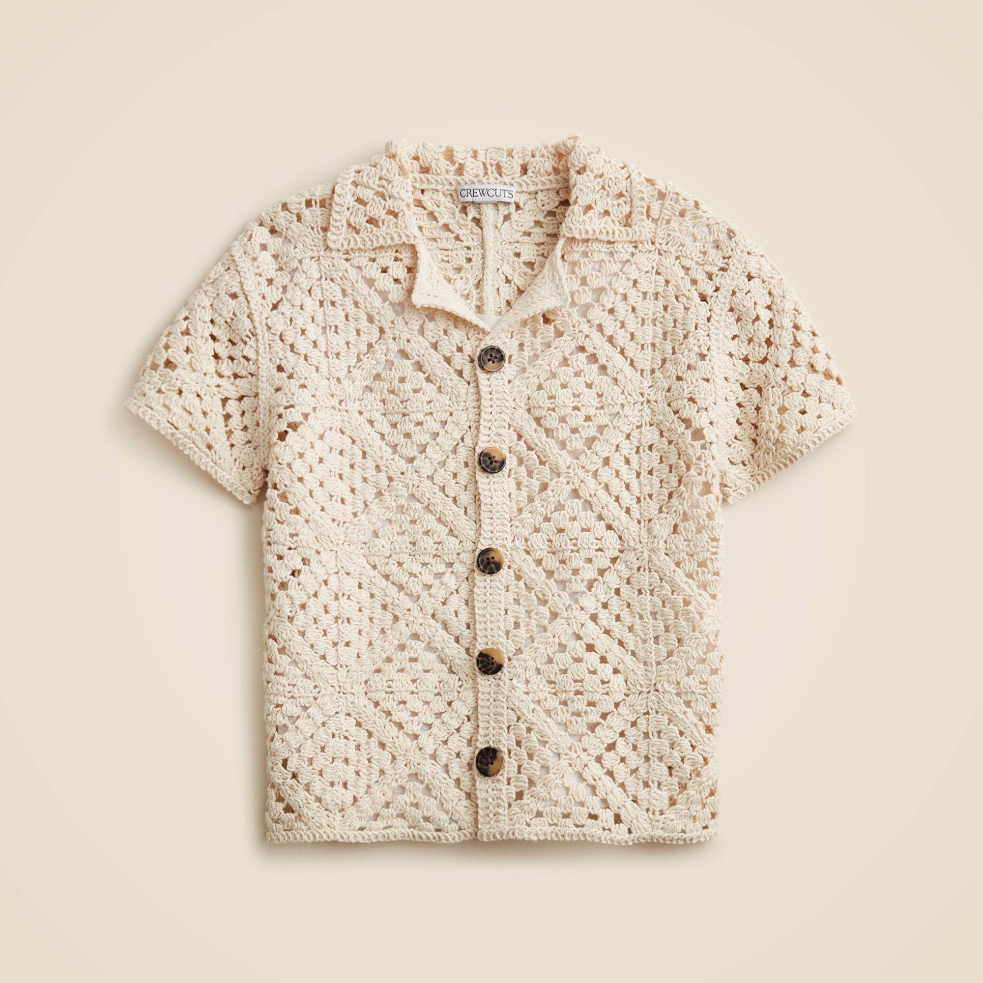  Kids' short-sleeve crochet camp shirt