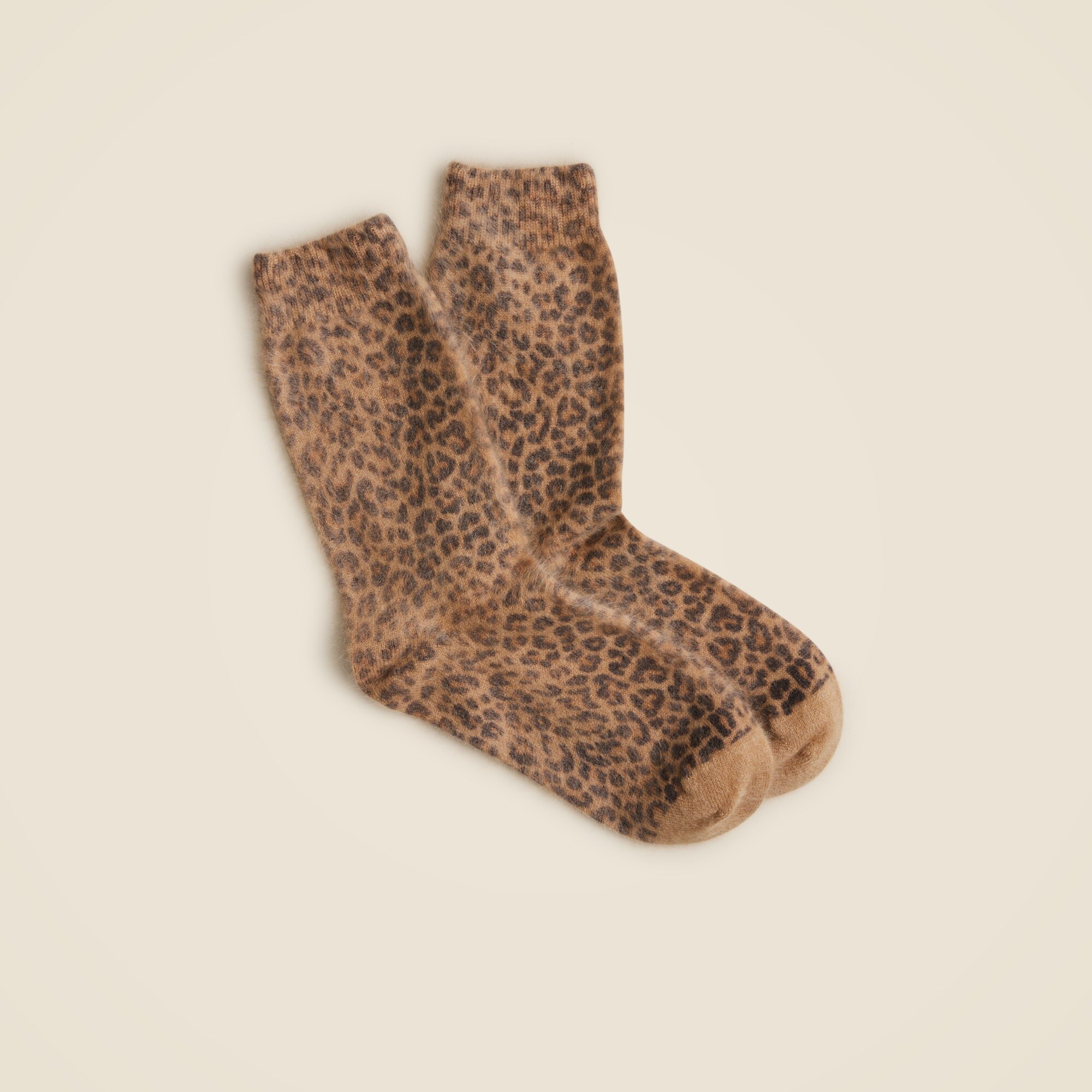 Brushed cashmere socks in leopard print