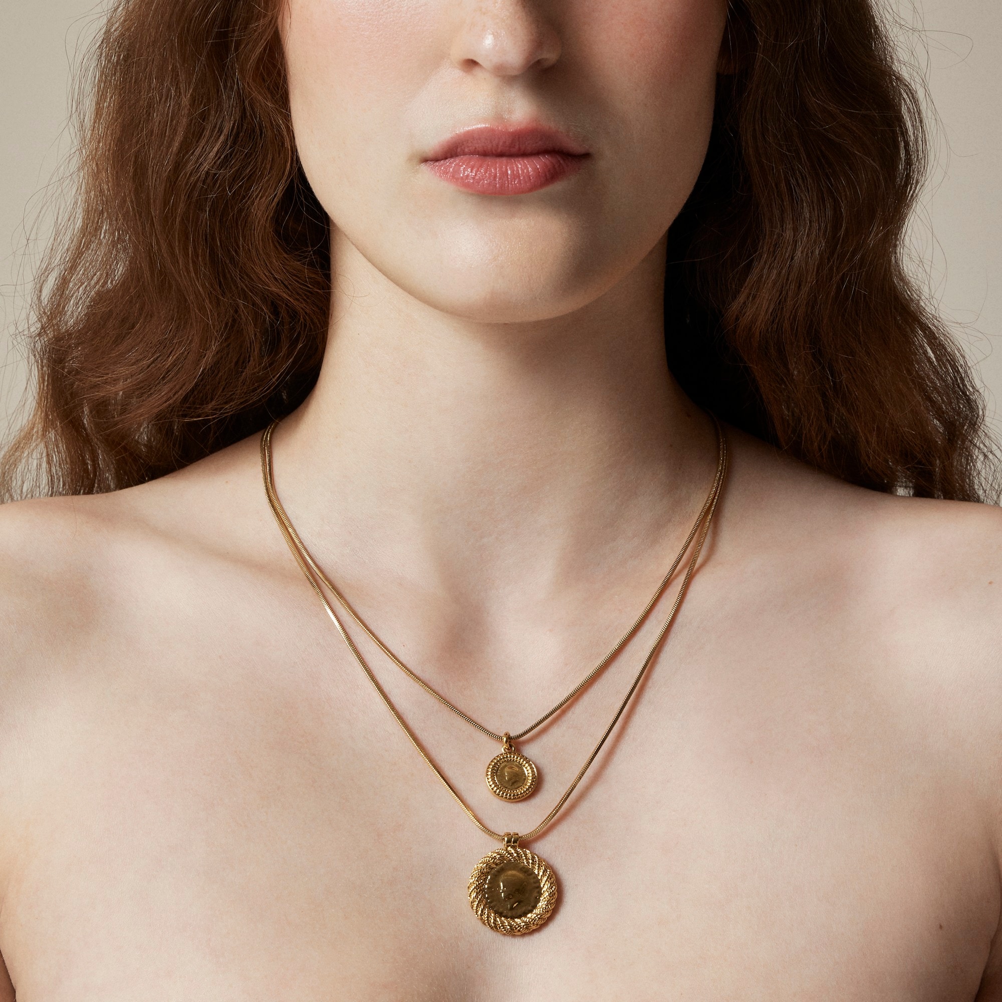 womens Layered coin pendant necklace