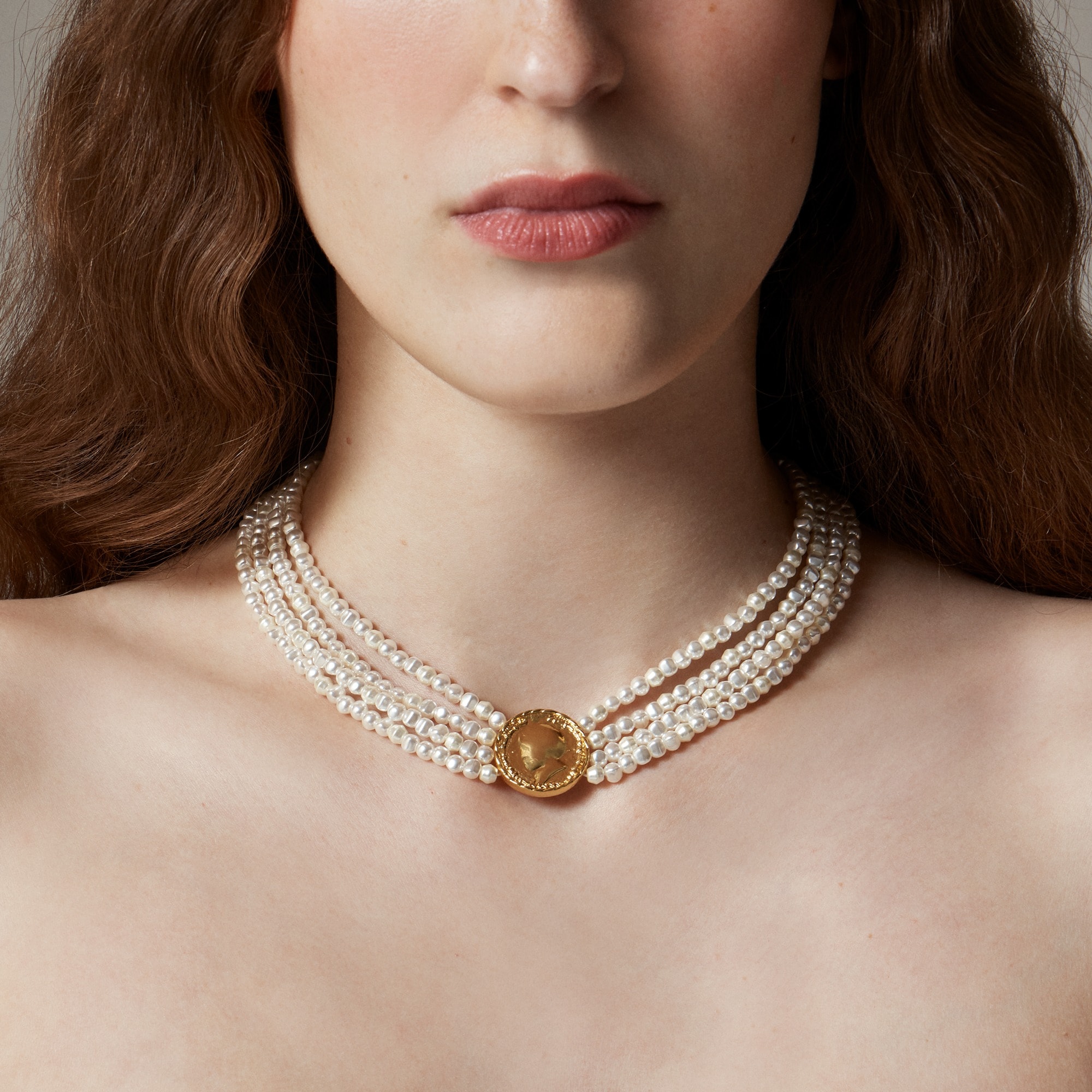 womens Pearl coin necklace