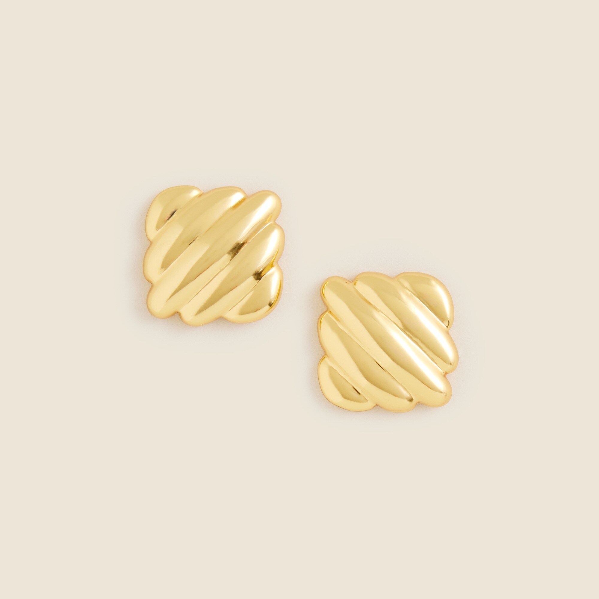 Ridged square stud earrings