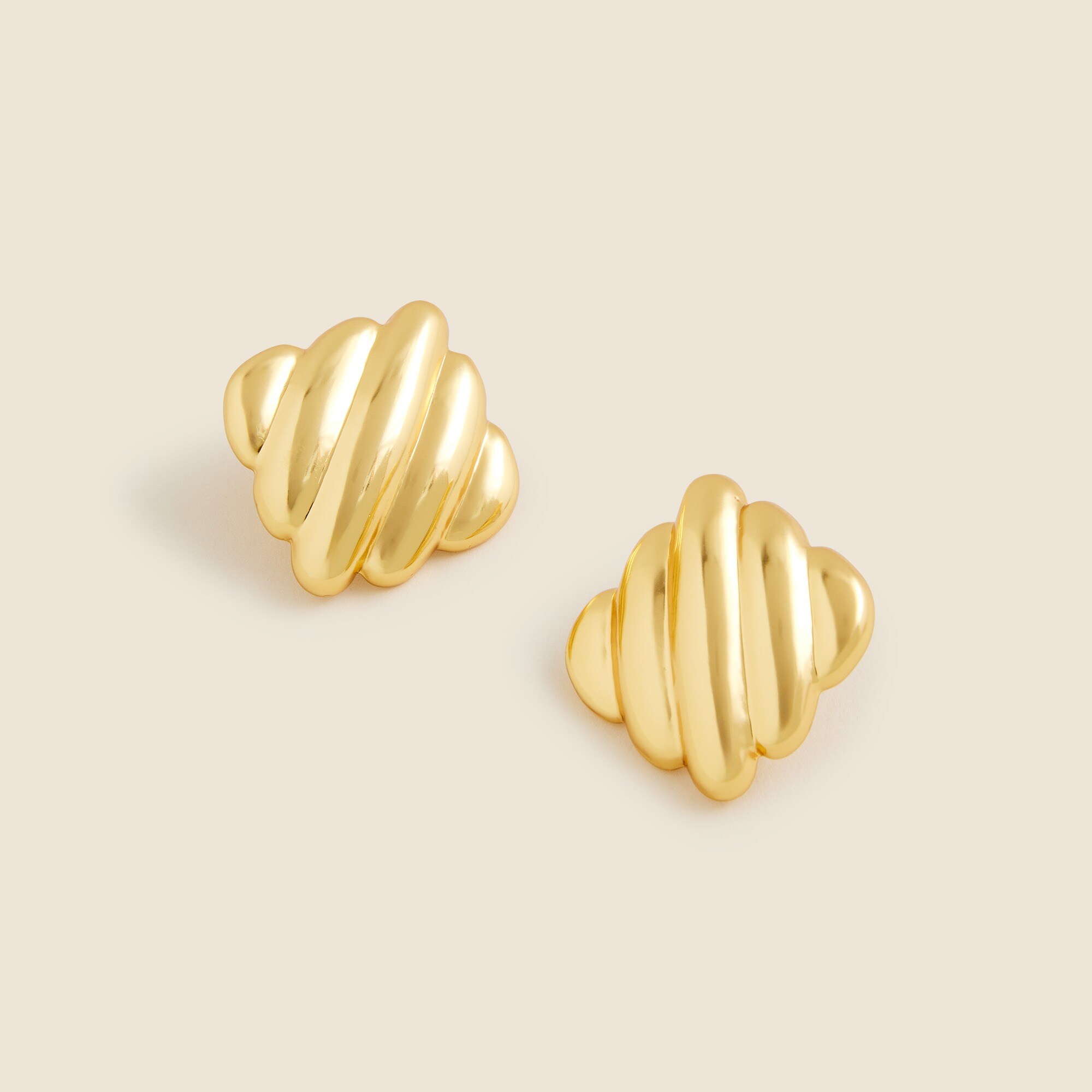 Ridged square stud earrings
