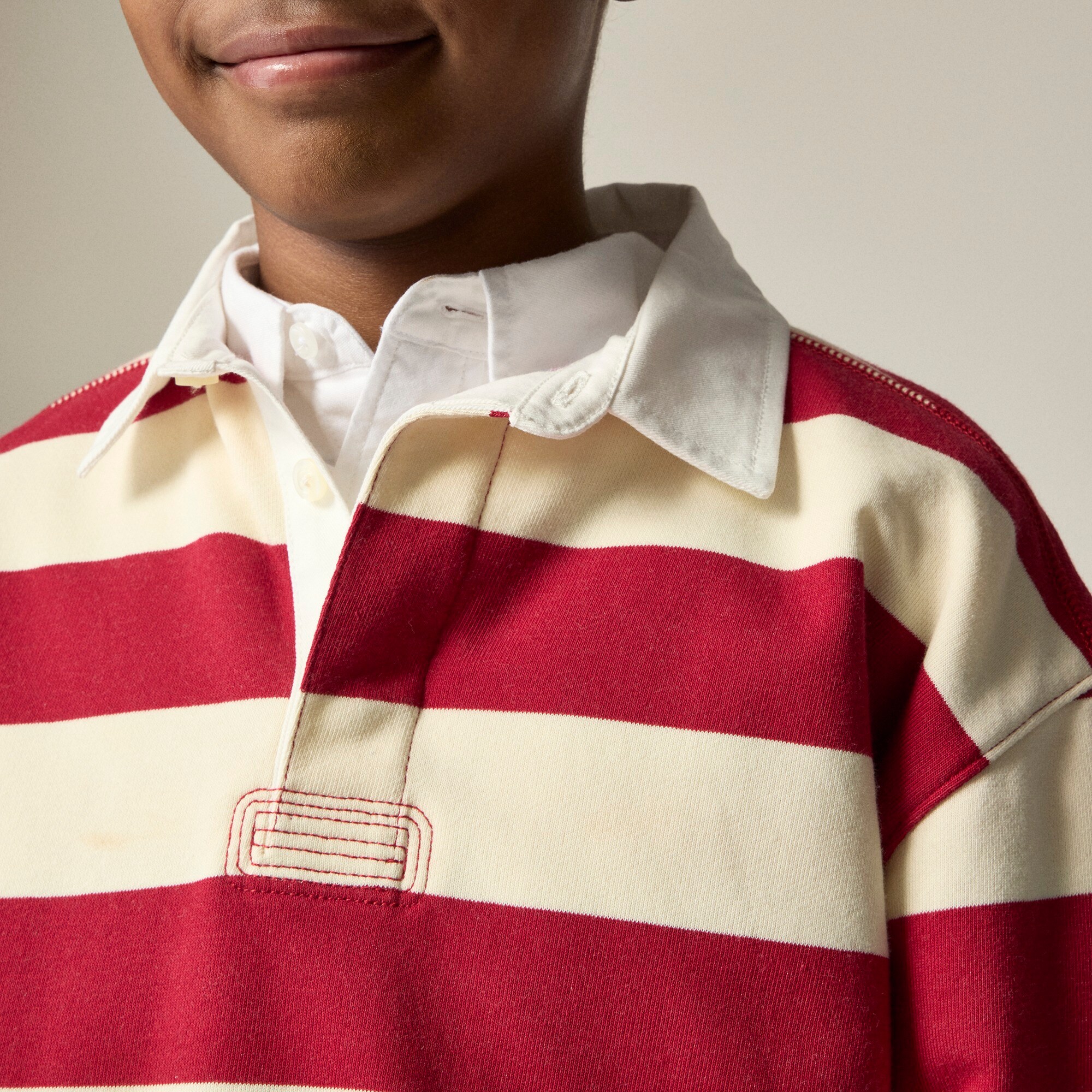 Kids' rugby sweatshirt in striped terry