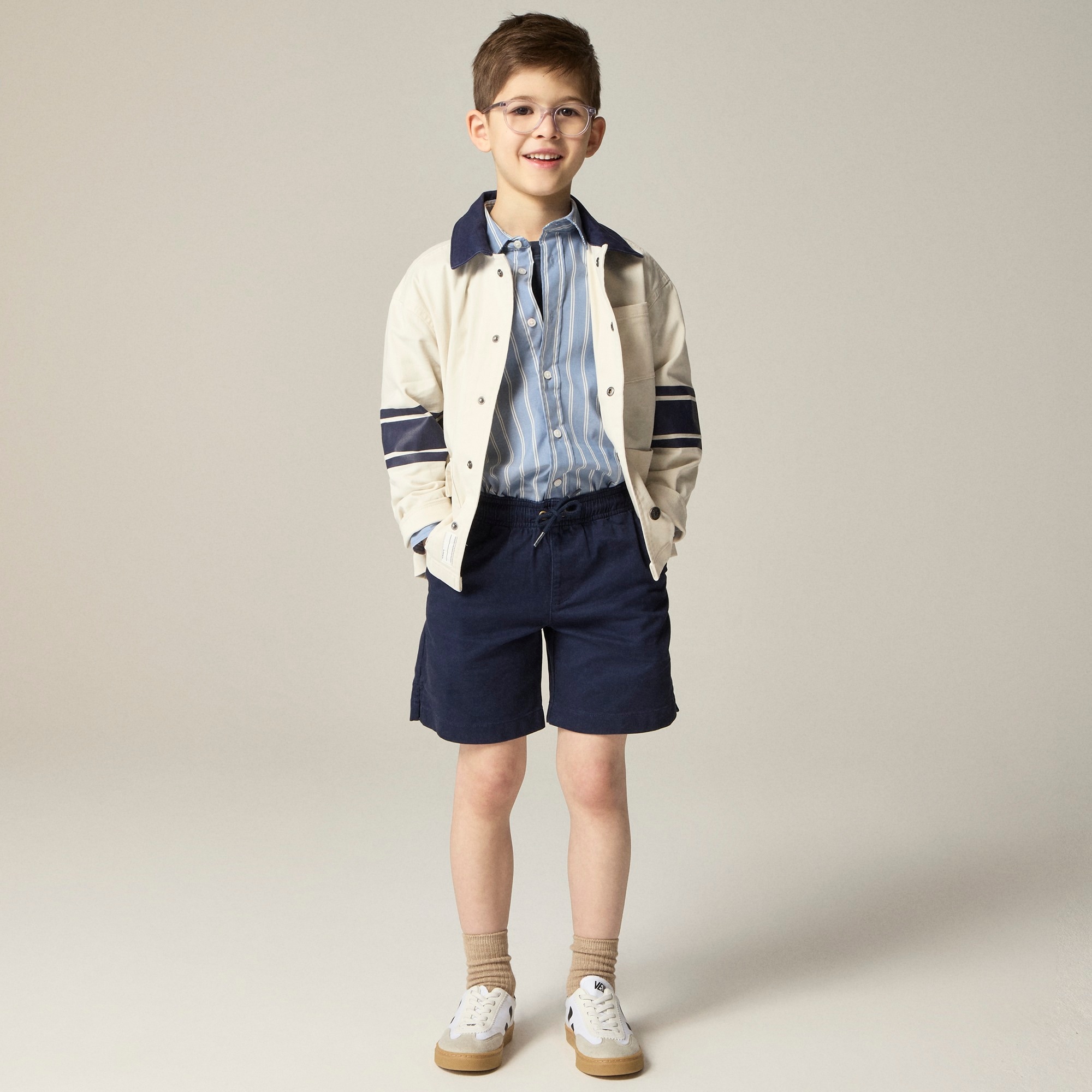  Boys' knee-length pull-on short in stretch chino