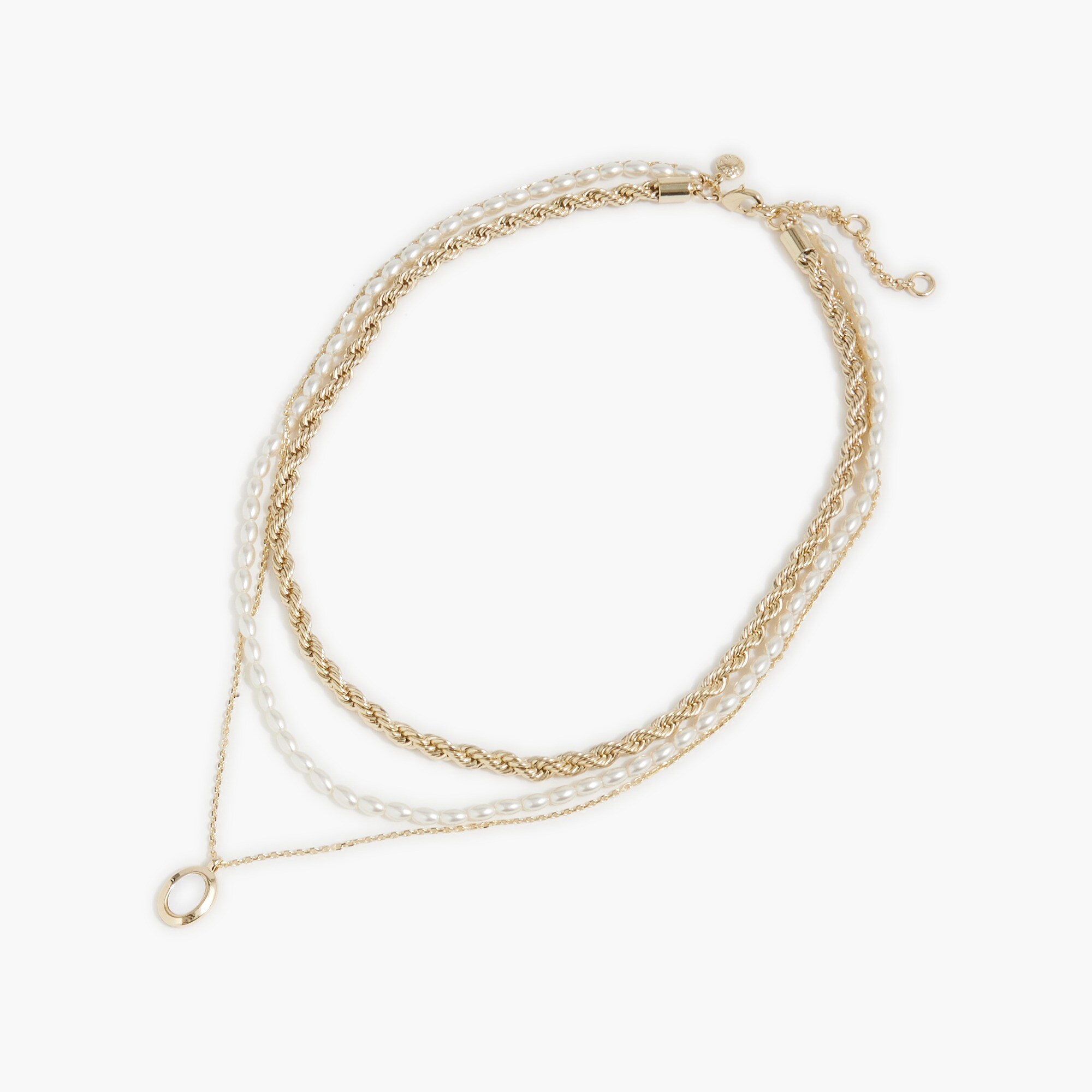 Multi-chain mother-of-pearl layering necklace
