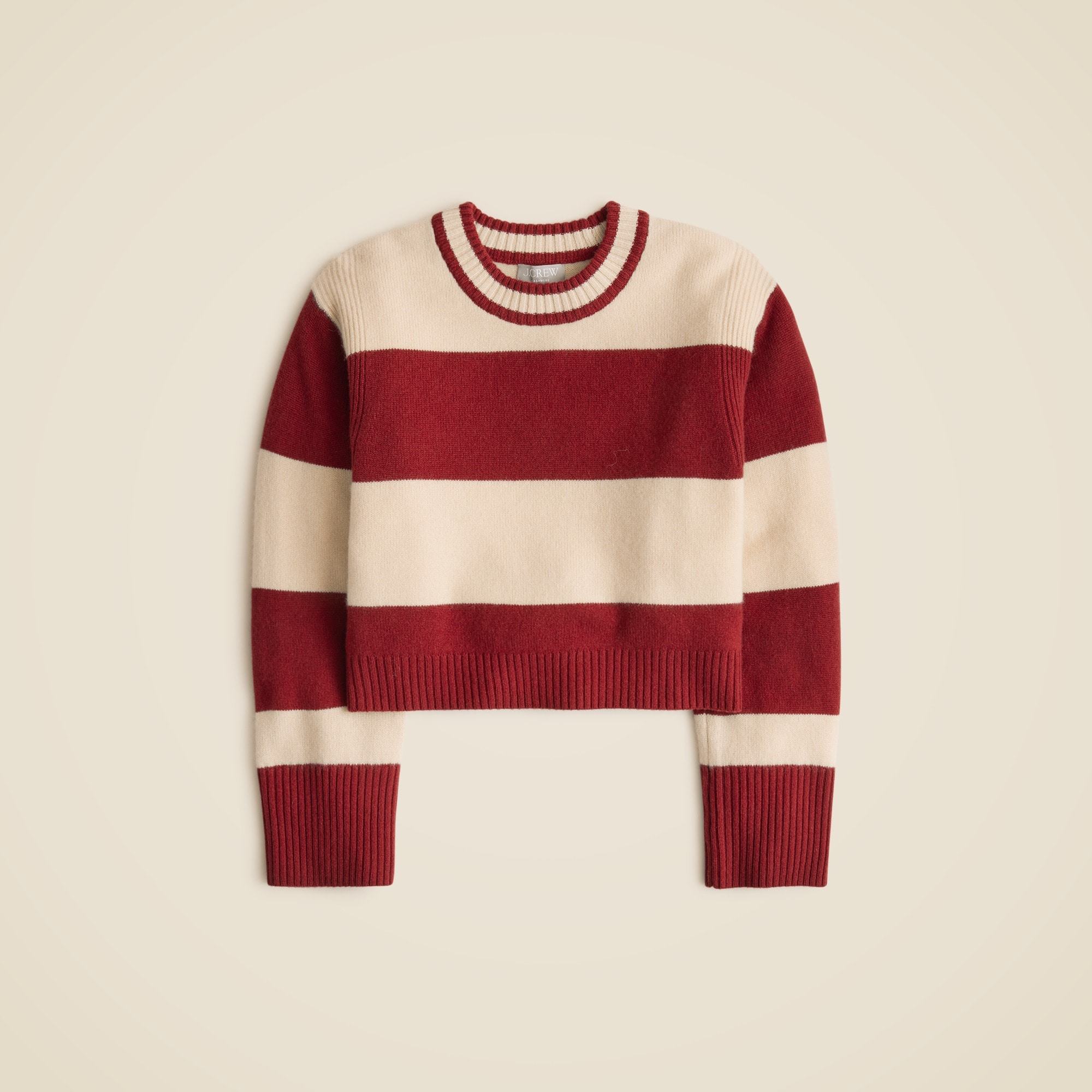 womens Cashmere crewneck sweater in rugby stripe