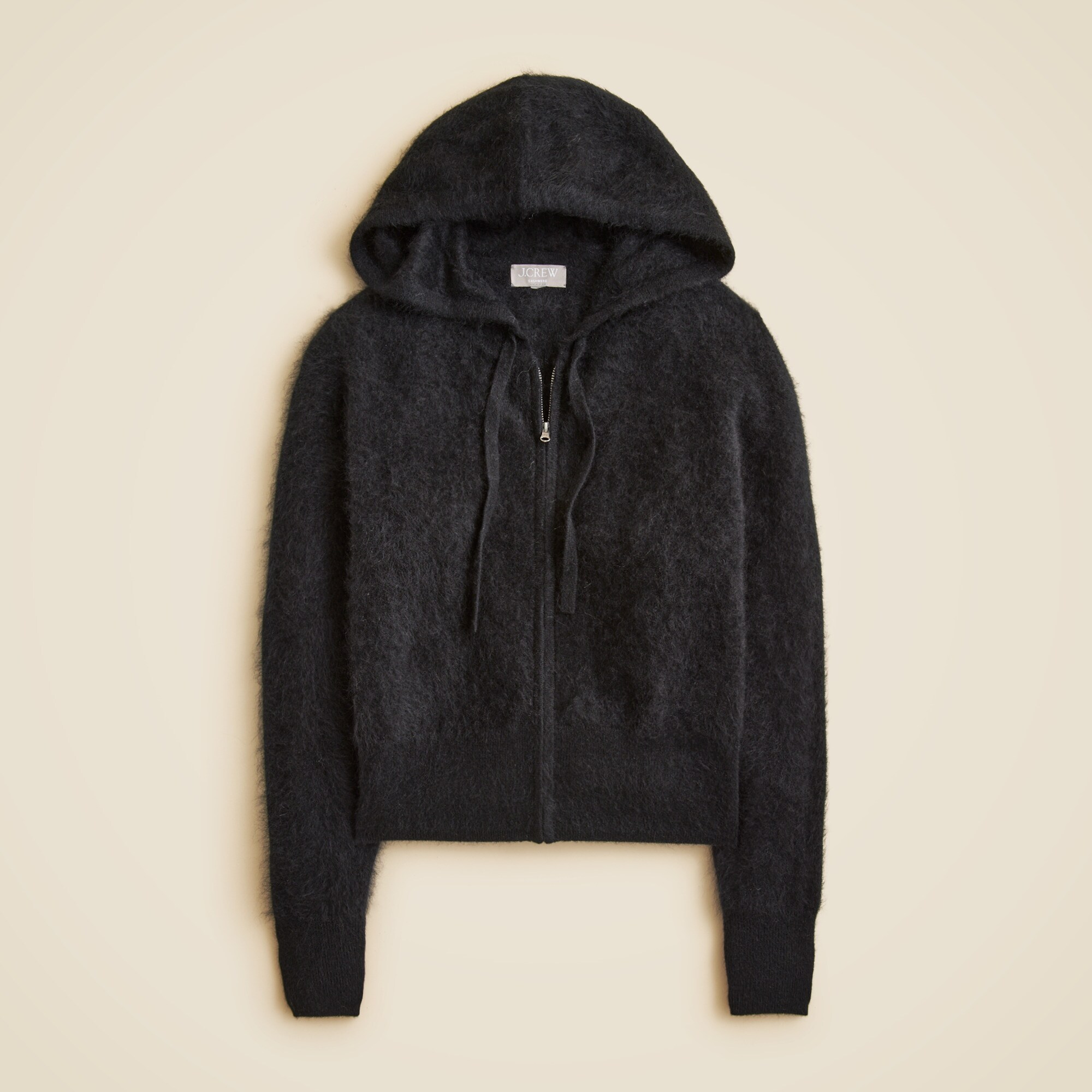 Brushed cashmere zip-up sweatshirt