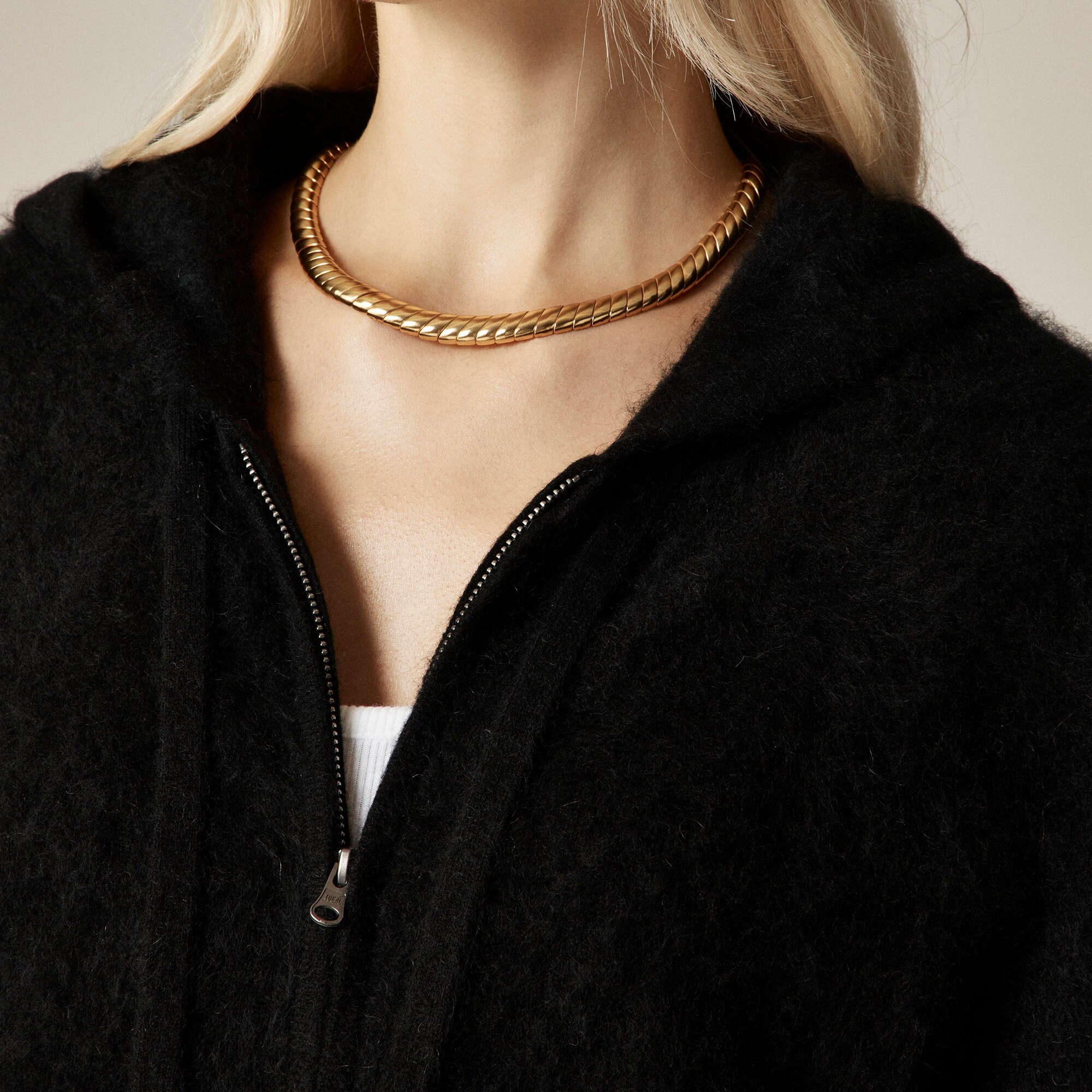 Brushed cashmere zip-up sweatshirt