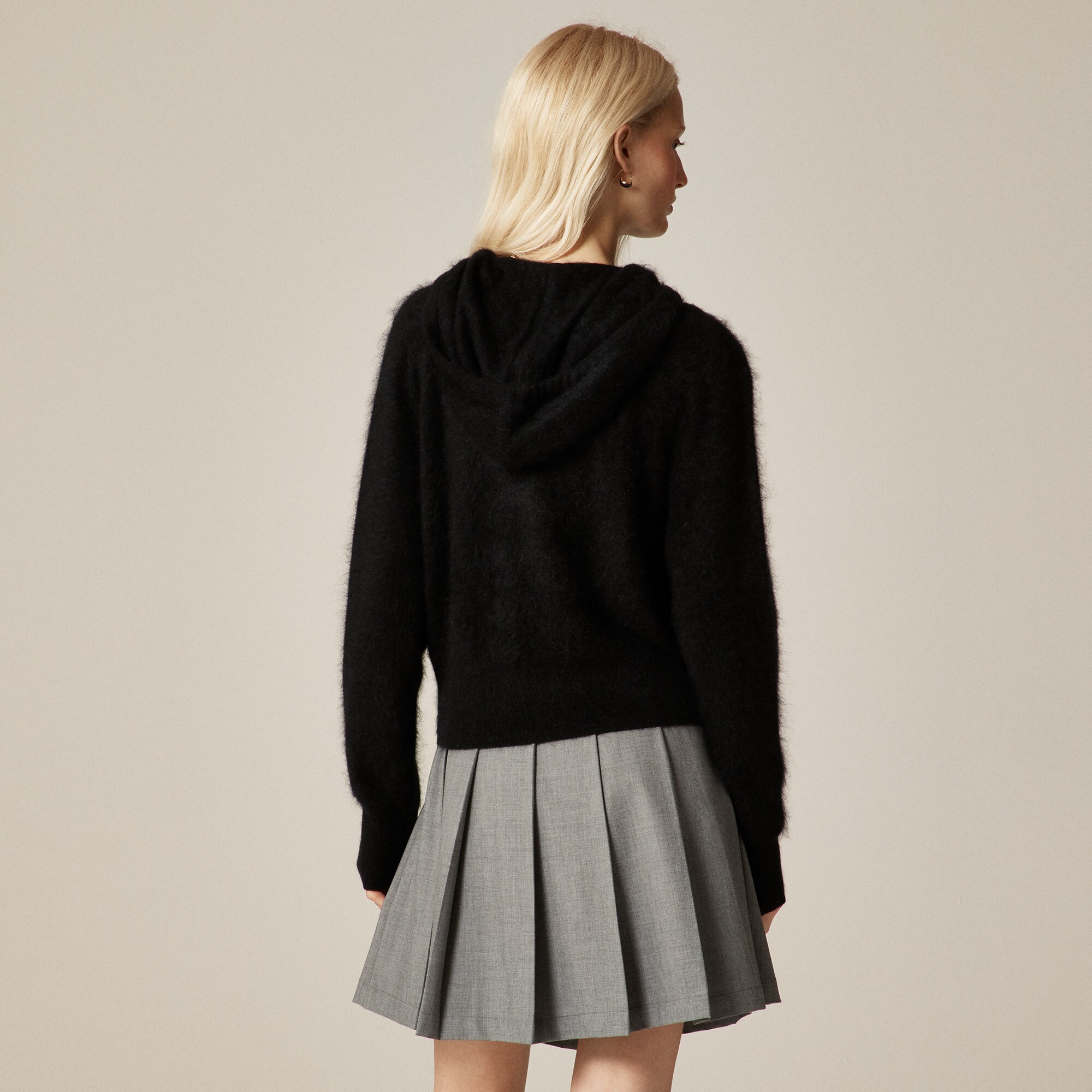 Brushed cashmere zip-up sweatshirt