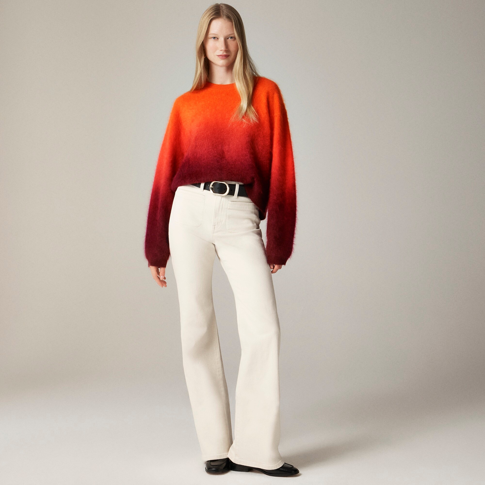 Dip-dyed brushed cashmere crewneck sweater