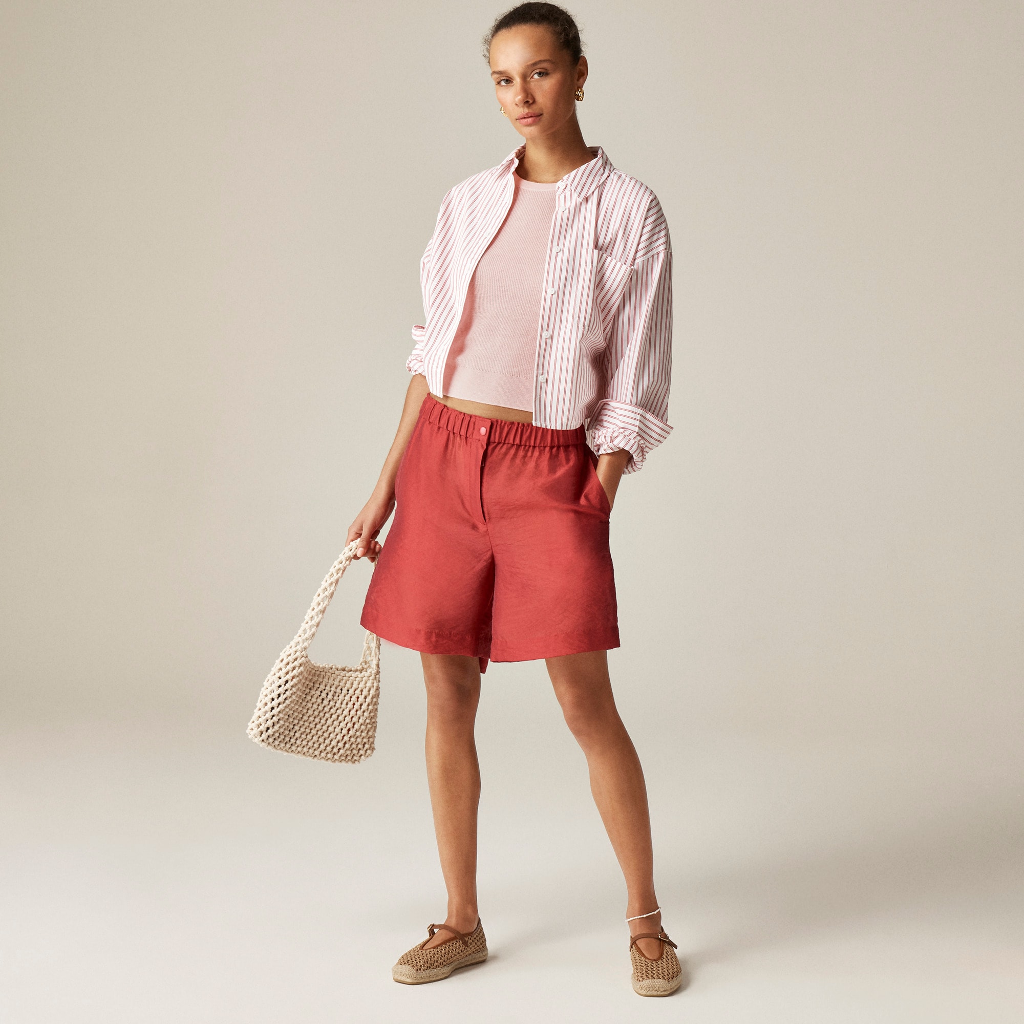 Ribbed featherweight cashmere T-shirt