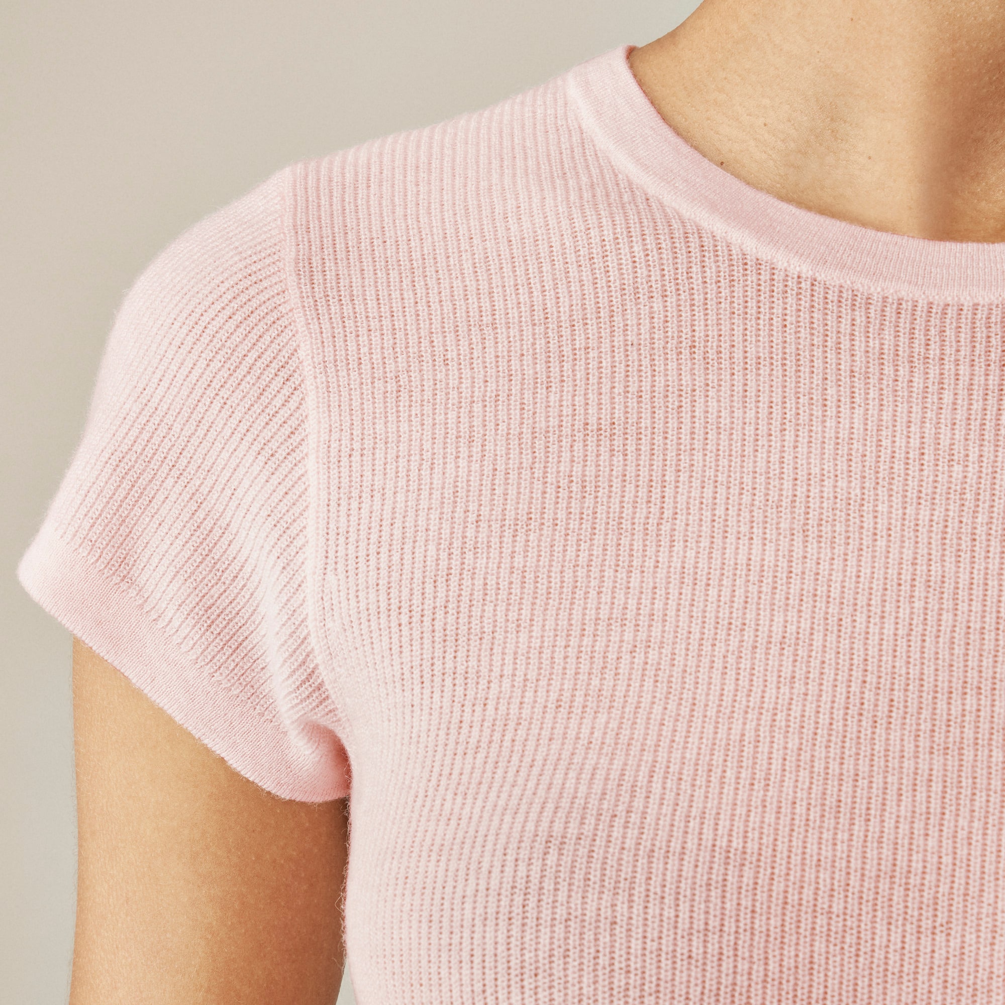 Ribbed featherweight cashmere T-shirt