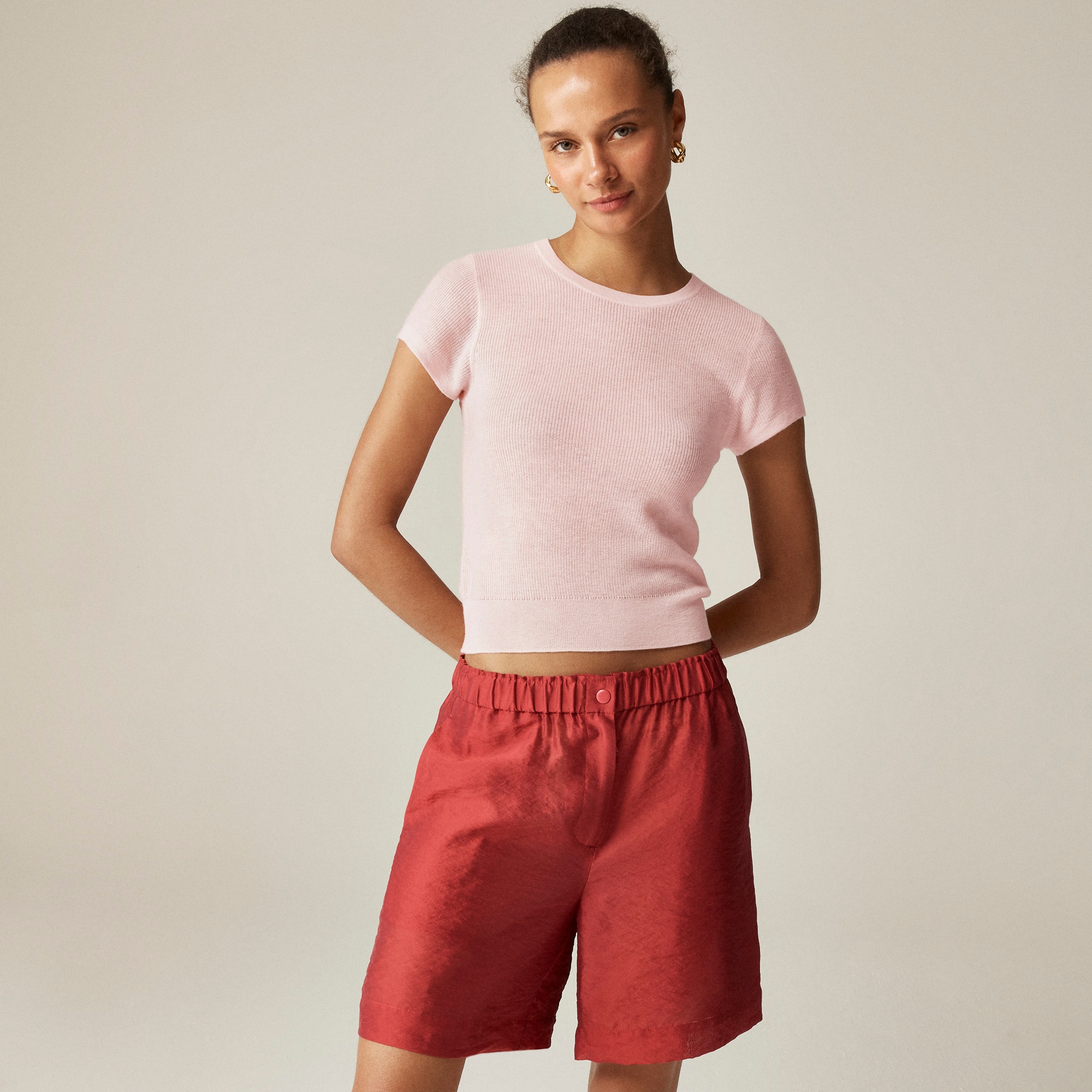 womens Ribbed featherweight cashmere T-shirt