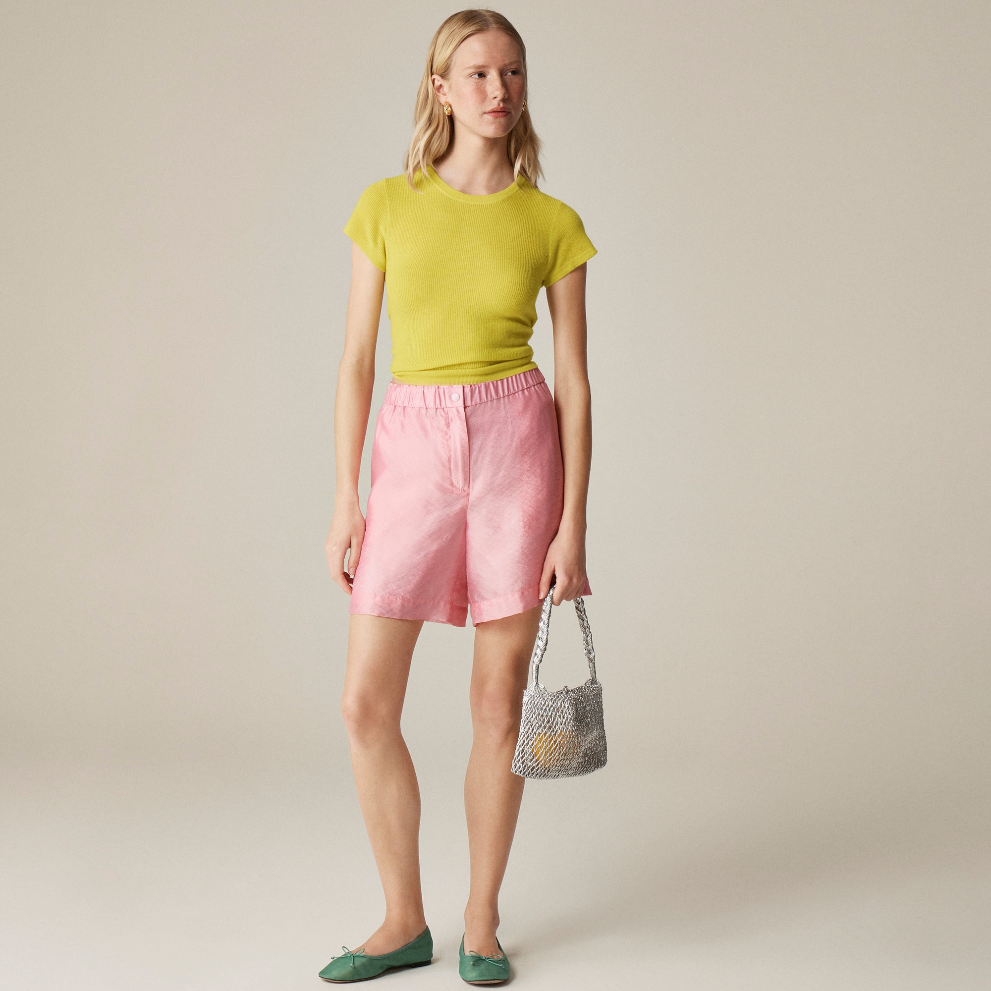 Ribbed featherweight cashmere T-shirt